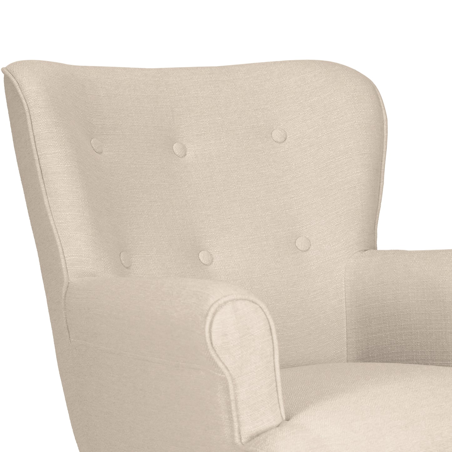 Alexi Modern Beige Fabric Wing Chair with Button Tufted Back