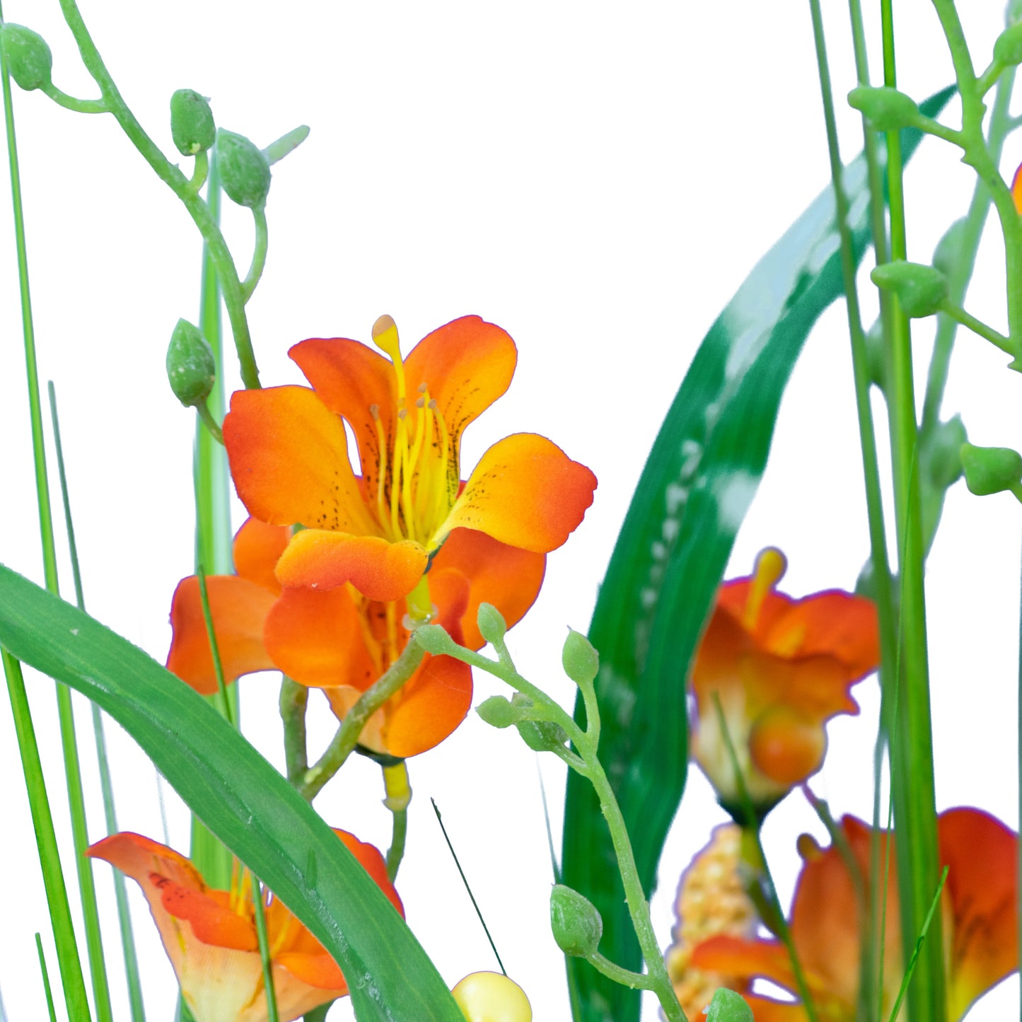 4 Feet High Artificial Reed with Decorative Orange Flowers