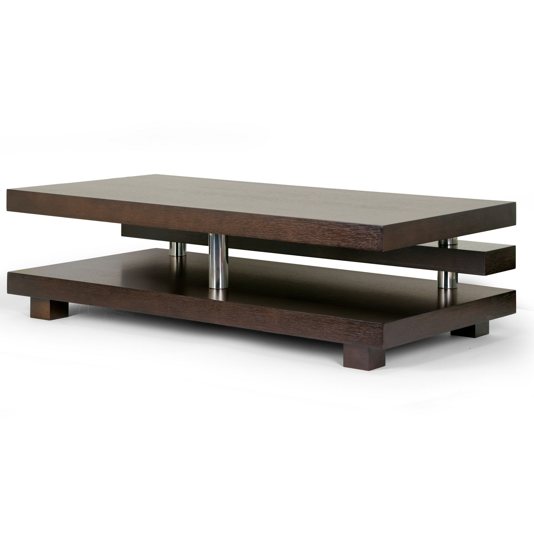 Alain Modern Brown Coffee Table with Decorative Accent Bar – Glamour Home
