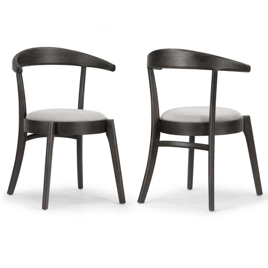 Set of 2 Audra Retro Modern Black Wood Round Chair with Curved Back