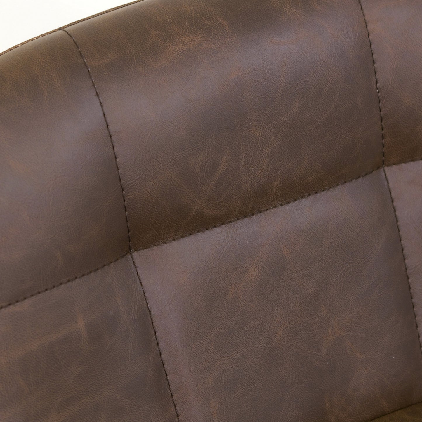Set of 2 Aggie Dark Brown Faux Leather Retro Modern Bar Stool with Oak Legs