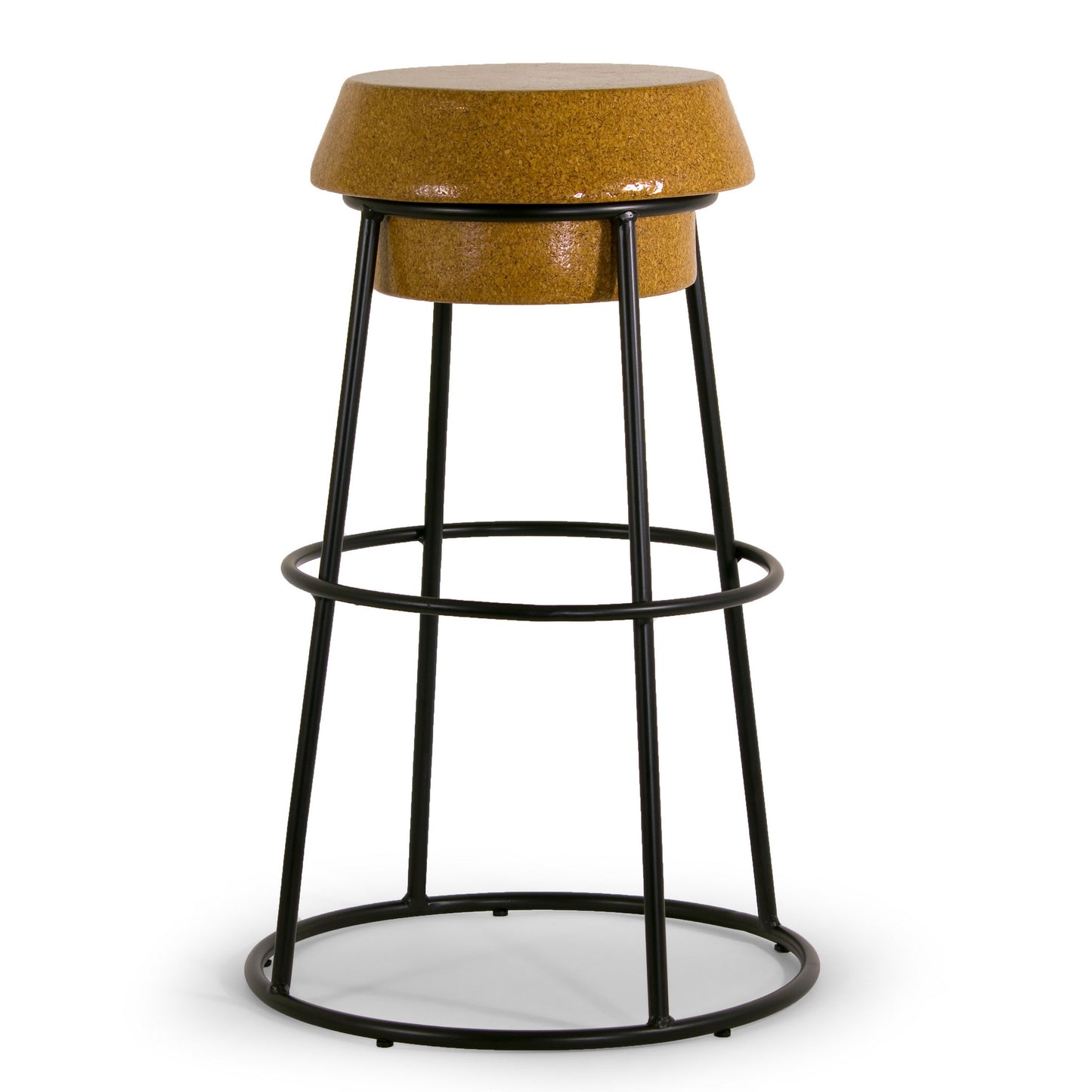 Set of 2 Happy Brown Wood Wine Cork Bar Stool with Black Iron Frame