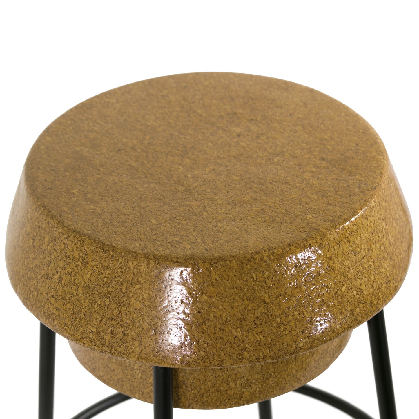 Set of 2 Happy Brown Wood Wine Cork Bar Stool with Black Iron Frame