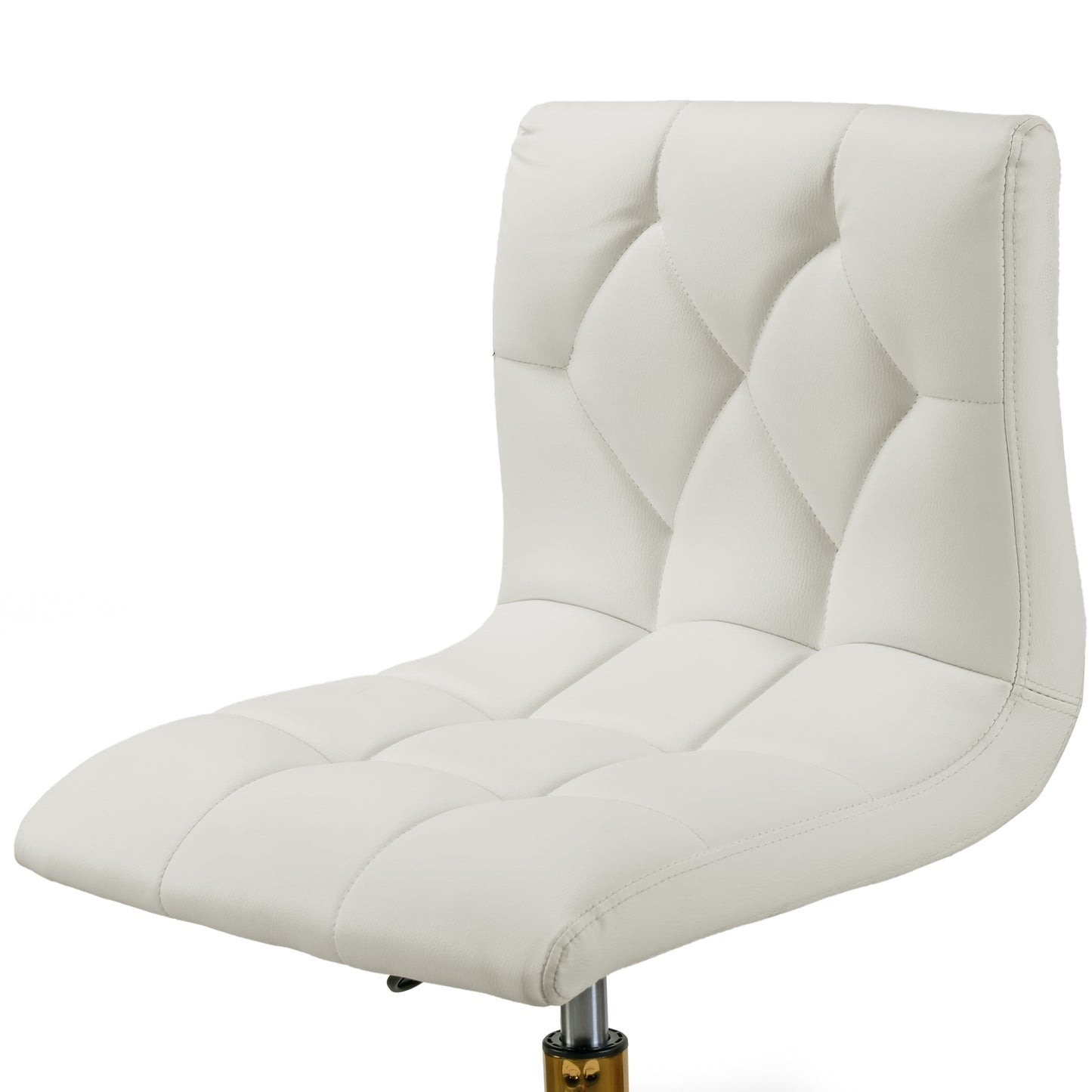 Aman Cream Upholstered Adjustable Height Swivel Office Chair with Golden Frame Wheel Base