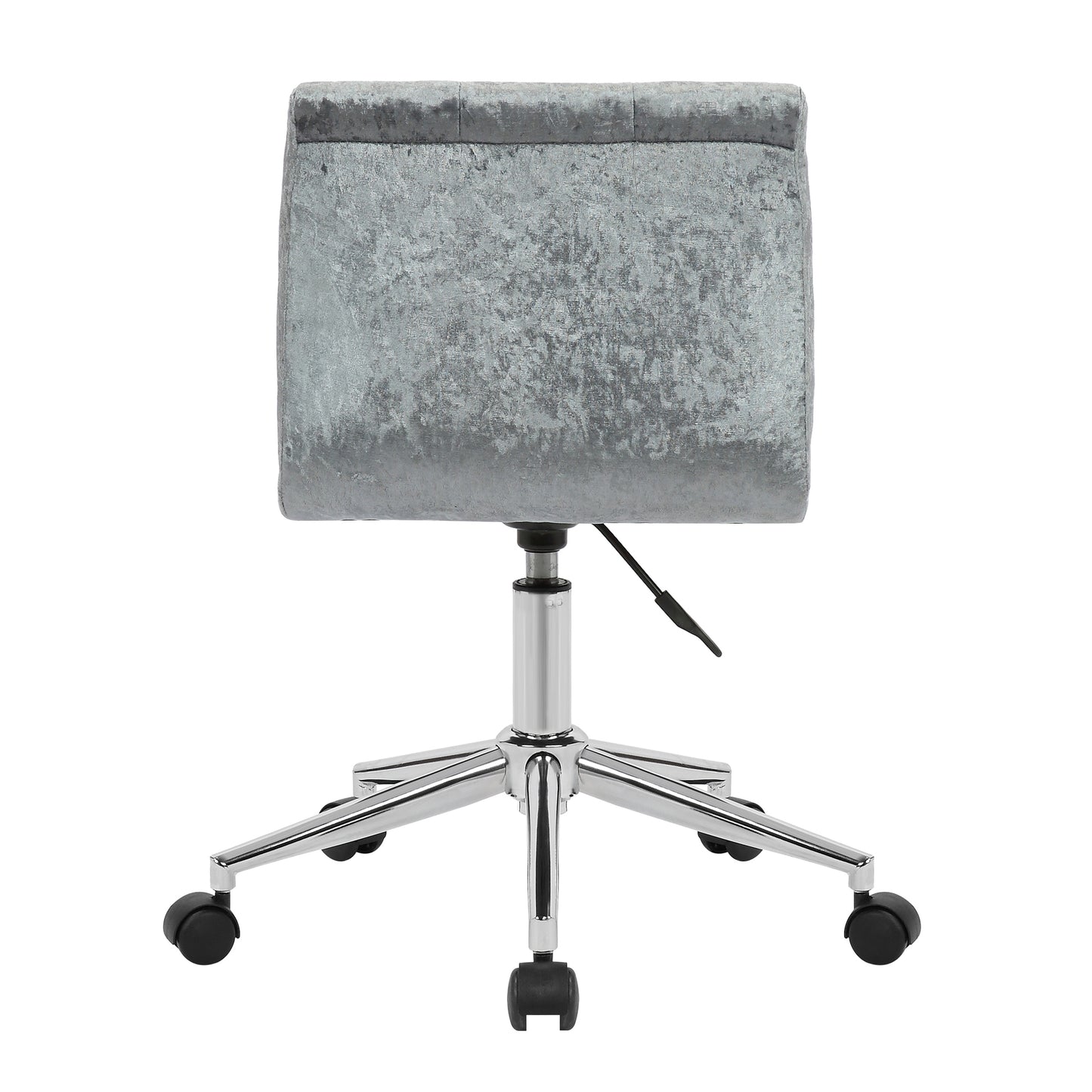 Amali Silver Velvet Upholstered Adjustable Height Swivel Office Chair with Wheel Base
