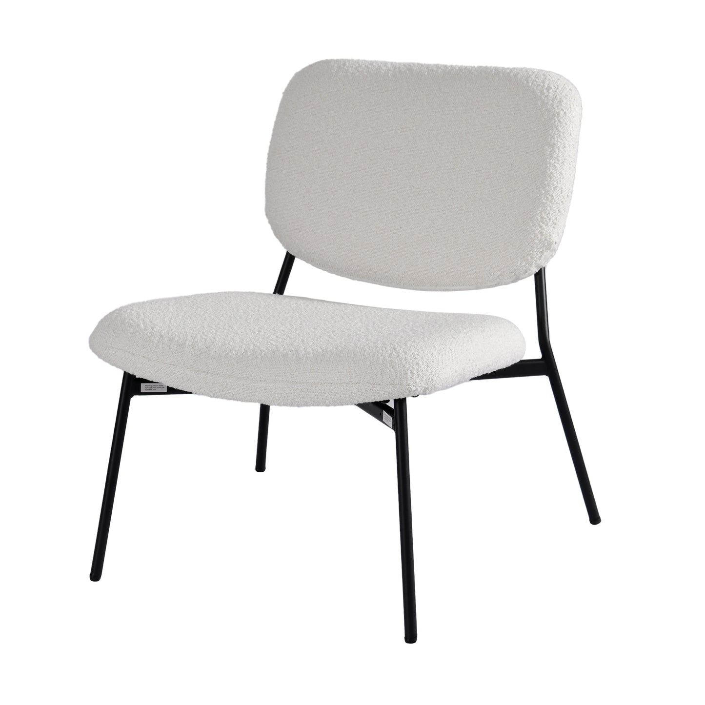 Set of 2 Bellamy White Boucle Fabric Accent Chairs with Black Iron Legs