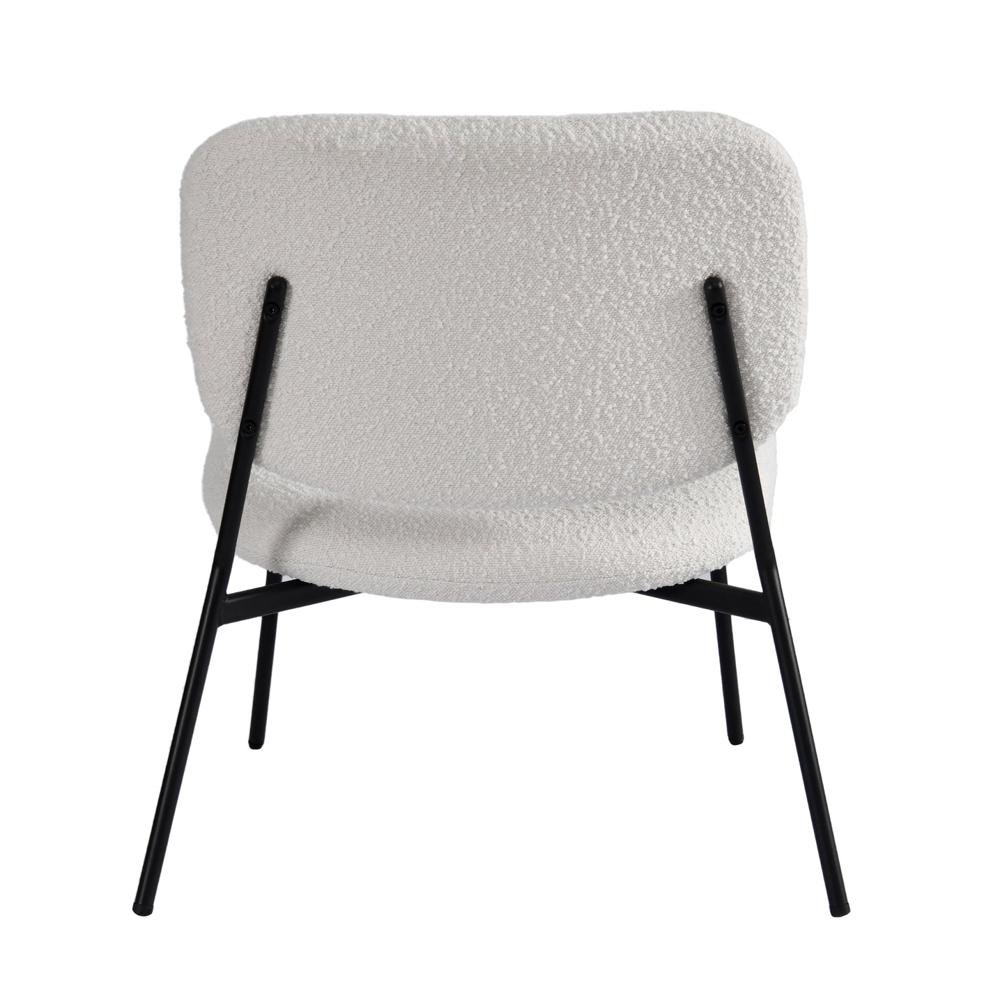 Set of 2 Bellamy White Boucle Fabric Accent Chairs with Black Iron Legs