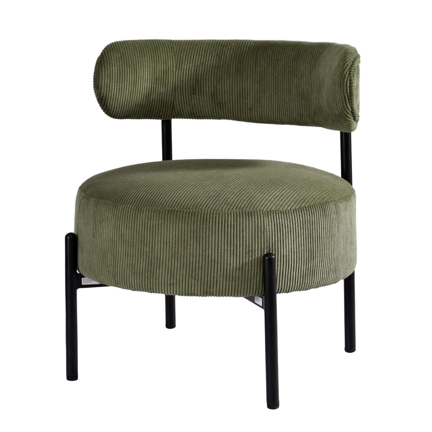 Bellatrix Green Corduroy Fabric Accent Chair with Black Iron Legs