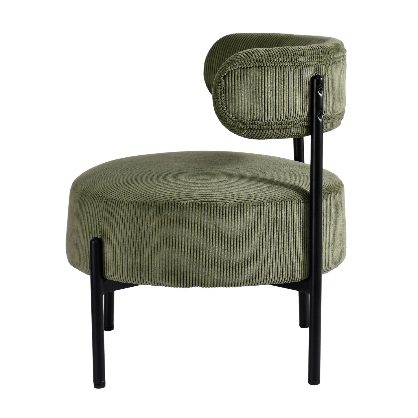 Bellatrix Green Corduroy Fabric Accent Chair with Black Iron Legs