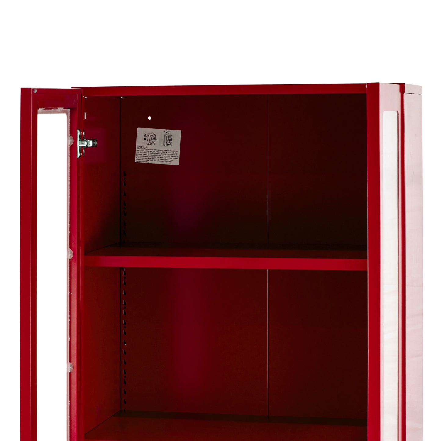 Avice 59-inch Red French Door Metal Cabinet