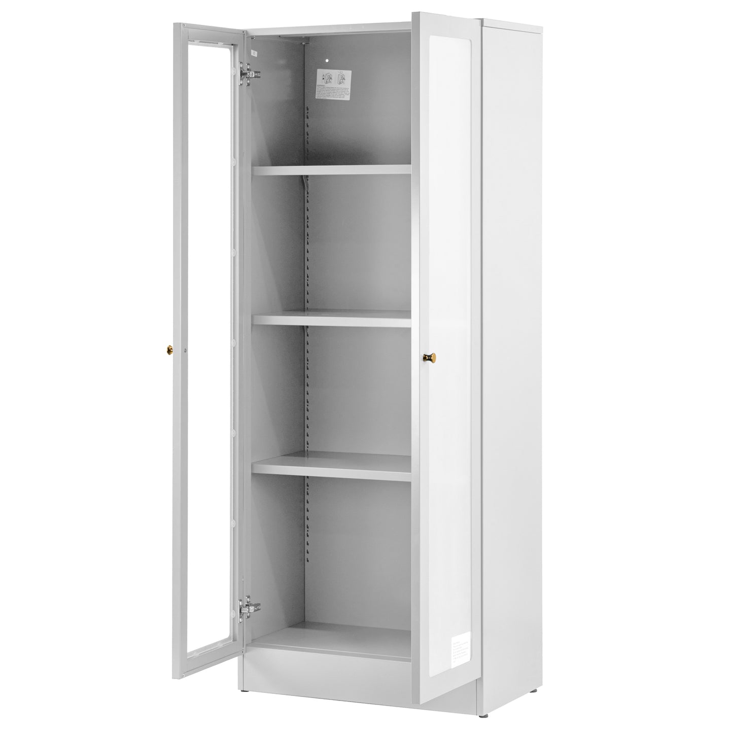 Avice 59-inch White French Door Metal Cabinet