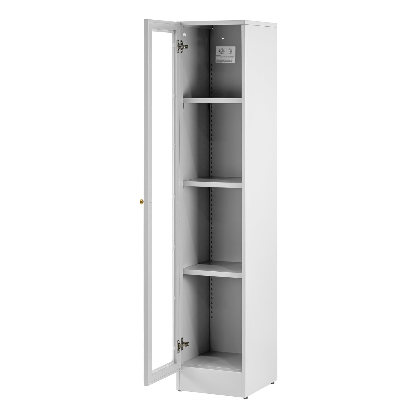 Avila 59-Inch White Metal Cabinet with Clear Door