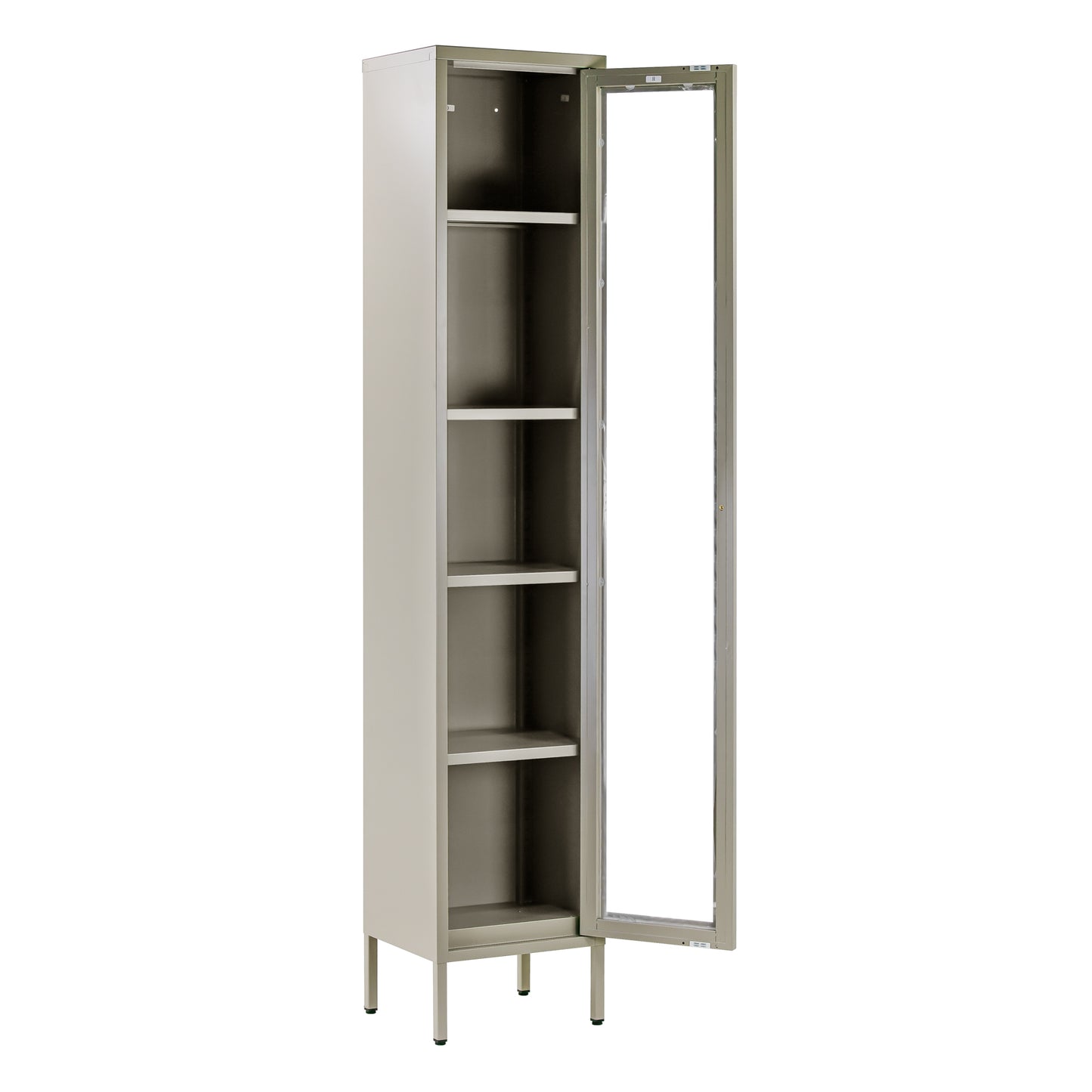 Avis 71-inch Gray Metal Cabinet with Clear Door