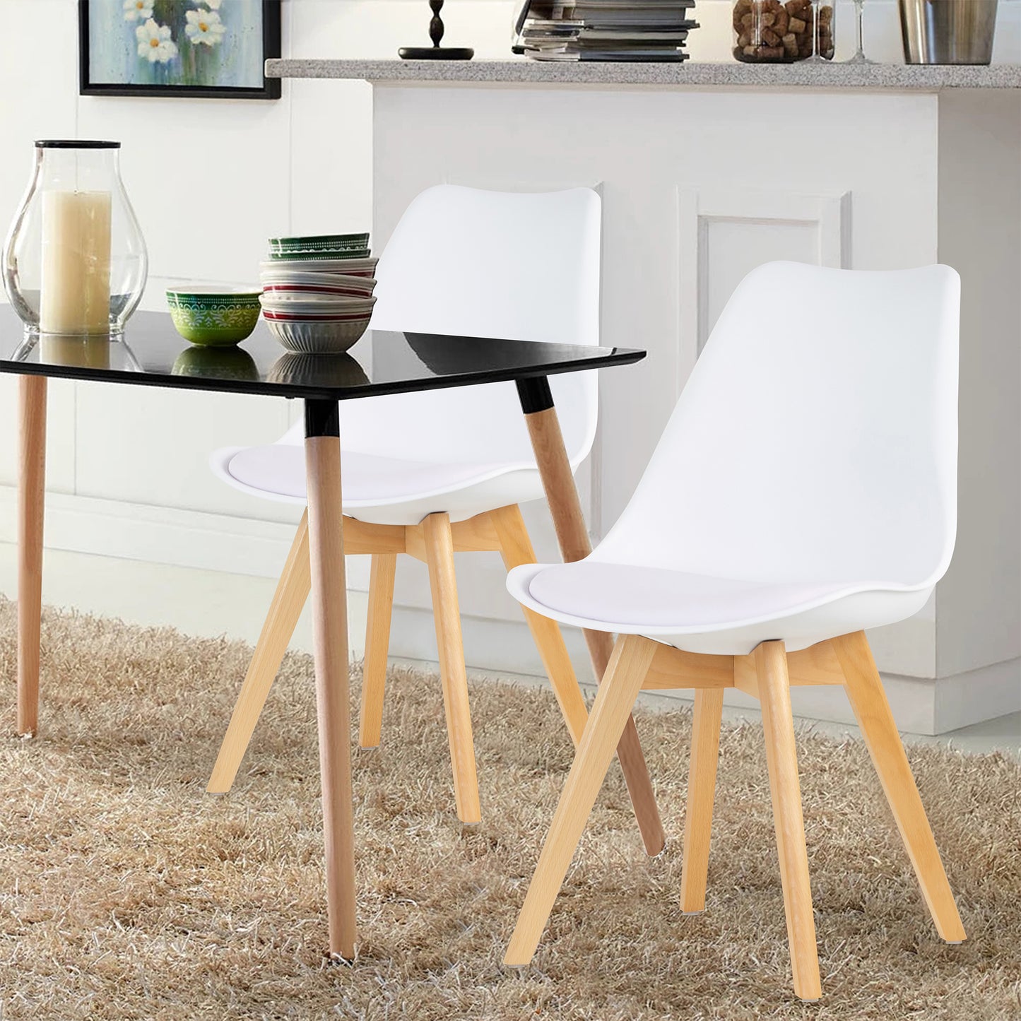 Balint White Cushioned Plastic Dining Chairs