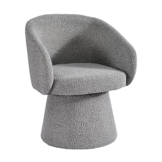 Belle Gray Boucle Fabric Dining Chair with Swivel Base