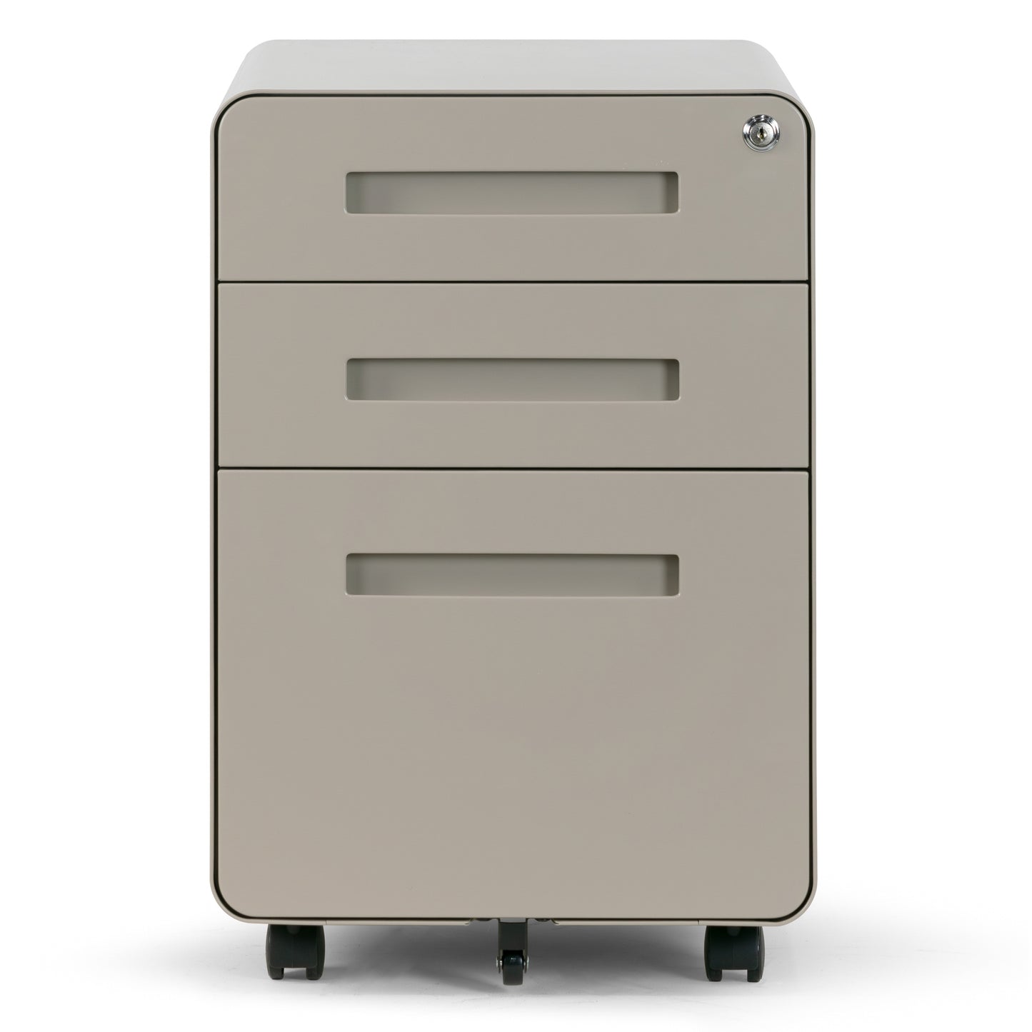 Aviya Gray 3-Drawer File Cabinet with Lock and Wheels