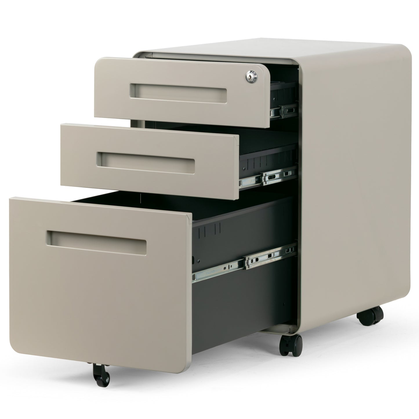 Aviya Gray 3-Drawer File Cabinet with Lock and Wheels