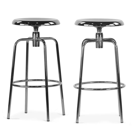 Set of 2 Ayala Silver Chrome Counter Stool