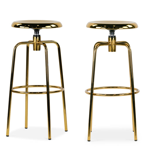 Set of 2 Ayala Gold Chrome Bar Stool