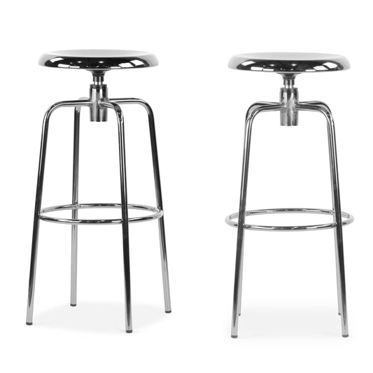 Set of 2 Ayala Silver Chrome Bar Stool