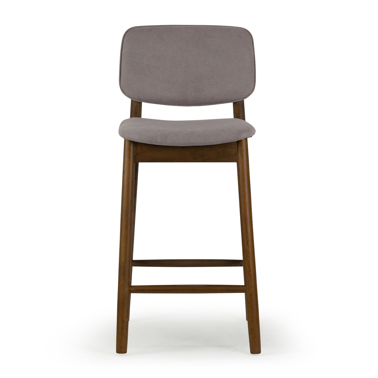 Set of 2 Azura Gray Fabric Counter Stool with Walnut Wood Legs