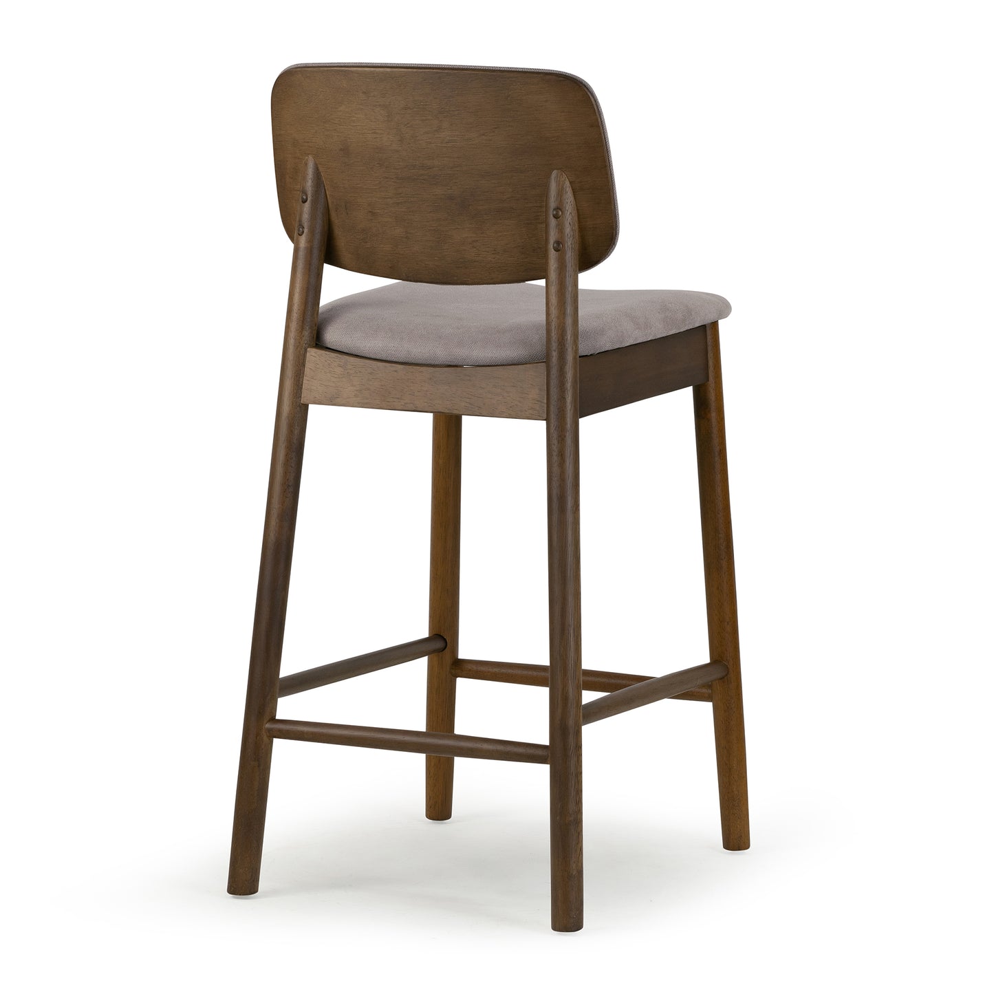 Set of 2 Azura Gray Fabric Counter Stool with Walnut Wood Legs