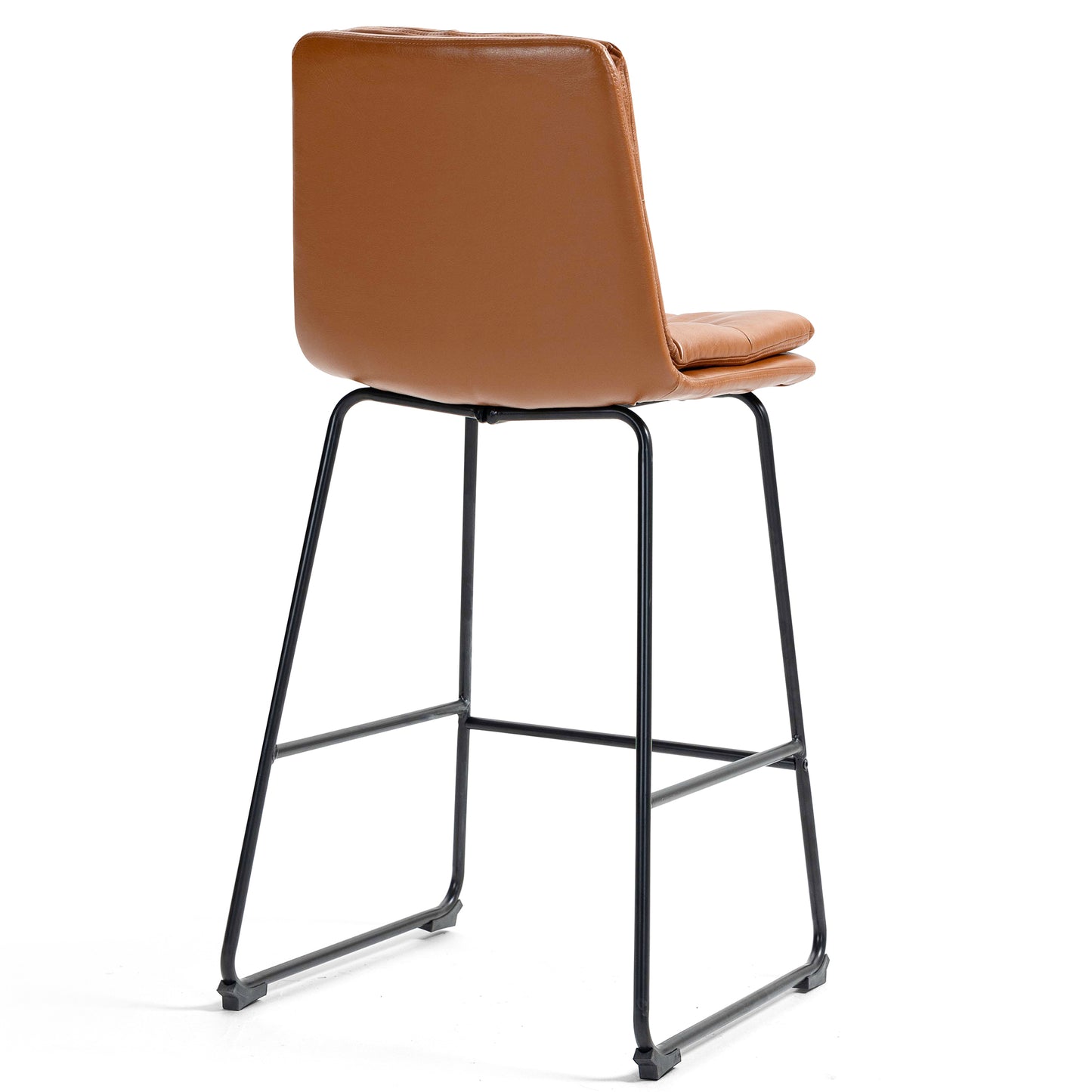 Set of 2 Bauer Brown Faux Leather Bar Stool with Black Iron Legs