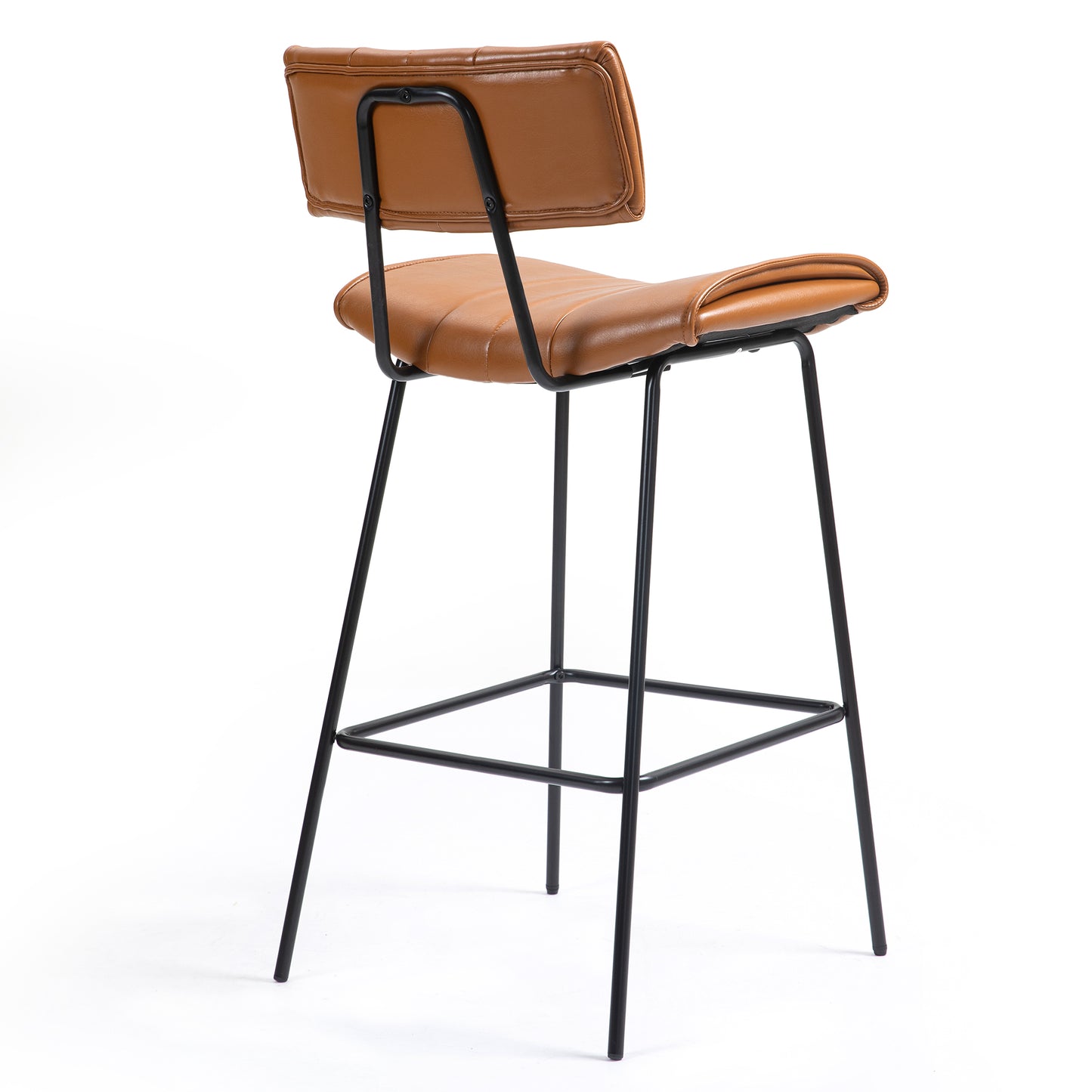 Set of 2 Belita Brown Faux Leather Counter Stool with Black Metal Legs