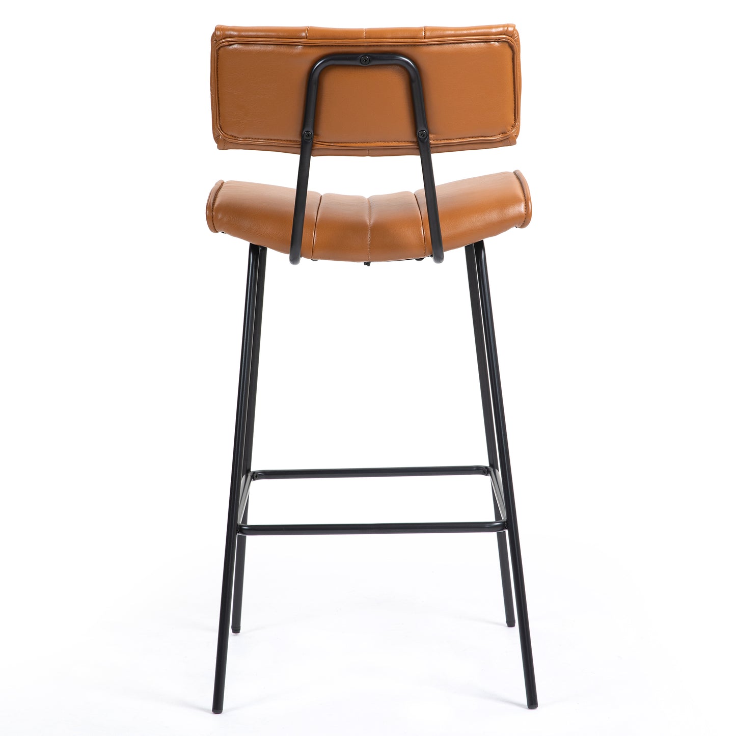 Set of 2 Belita Brown Faux Leather Counter Stool with Black Metal Legs