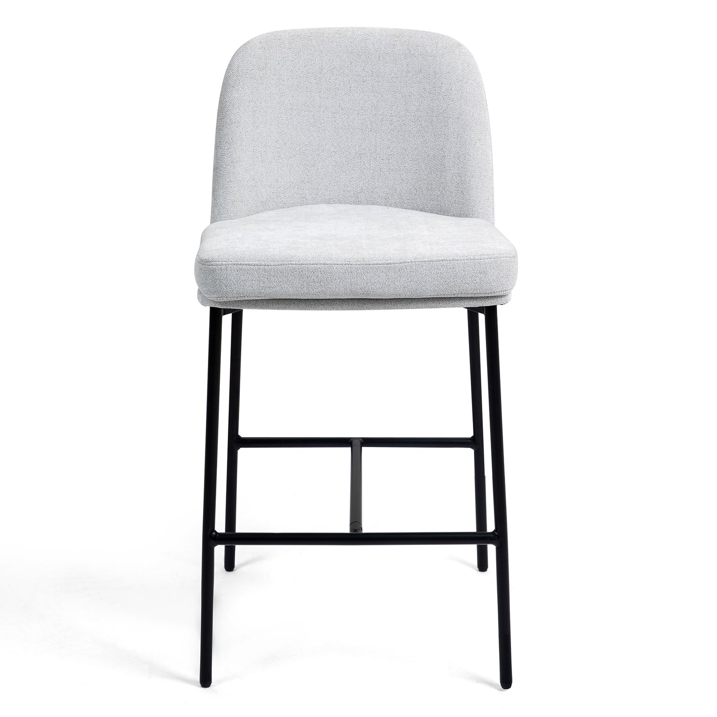 Set of 2 Belisma Gray Fabric Counter Stool with Metal Legs