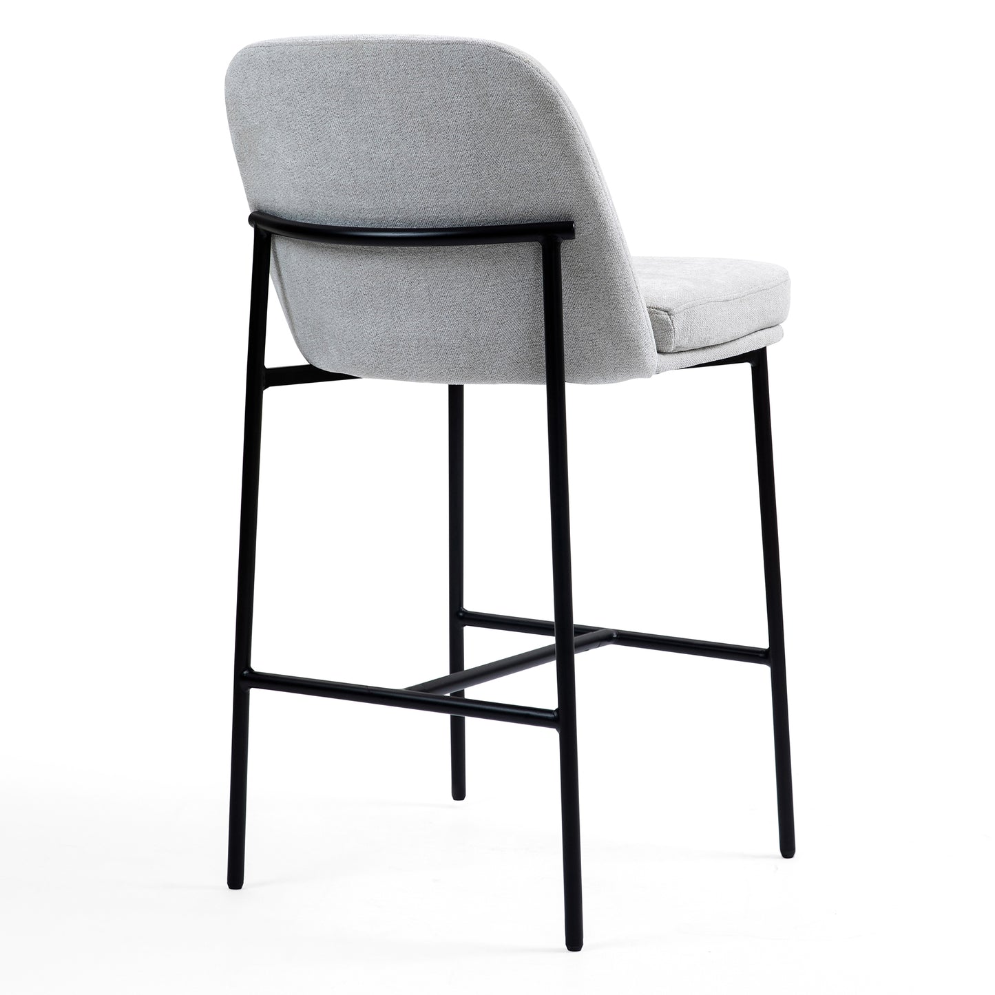 Set of 2 Belisma Gray Fabric Counter Stool with Metal Legs