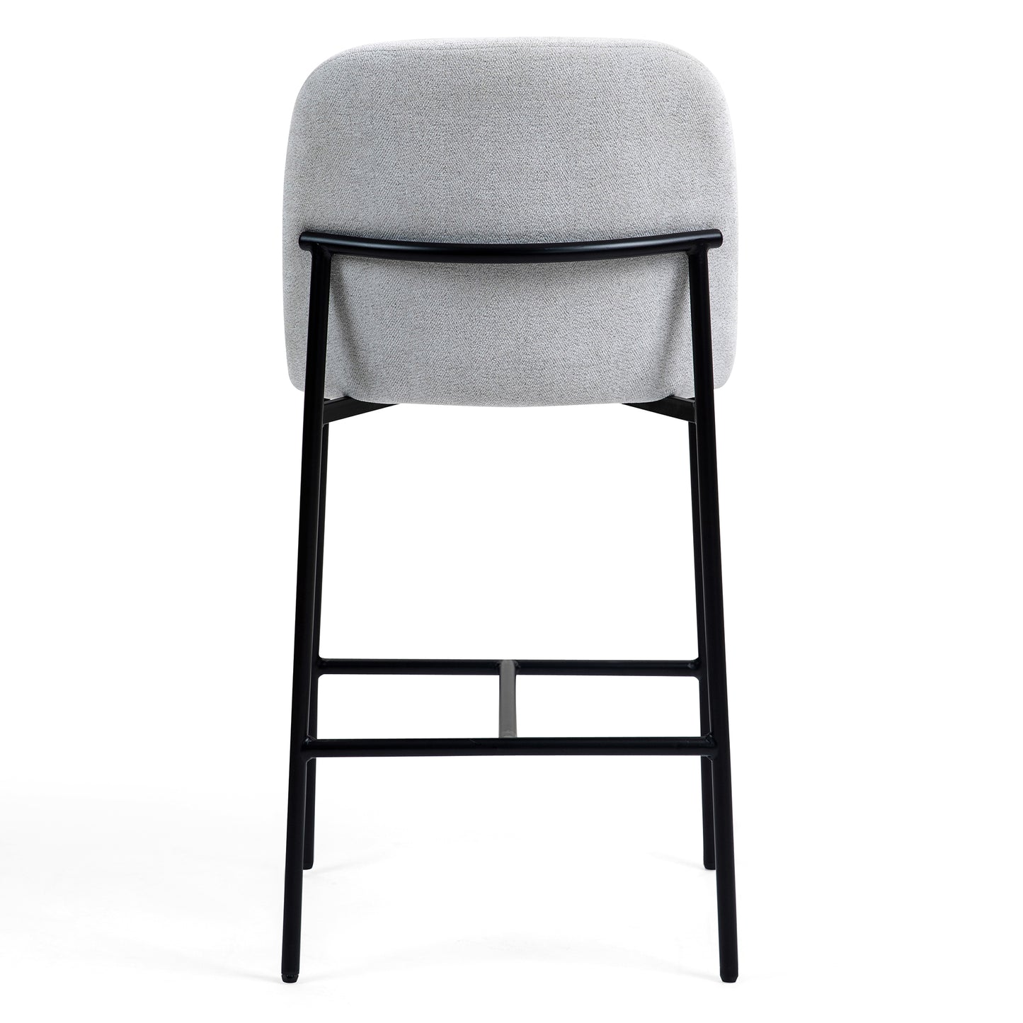 Set of 2 Belisma Gray Fabric Counter Stool with Metal Legs