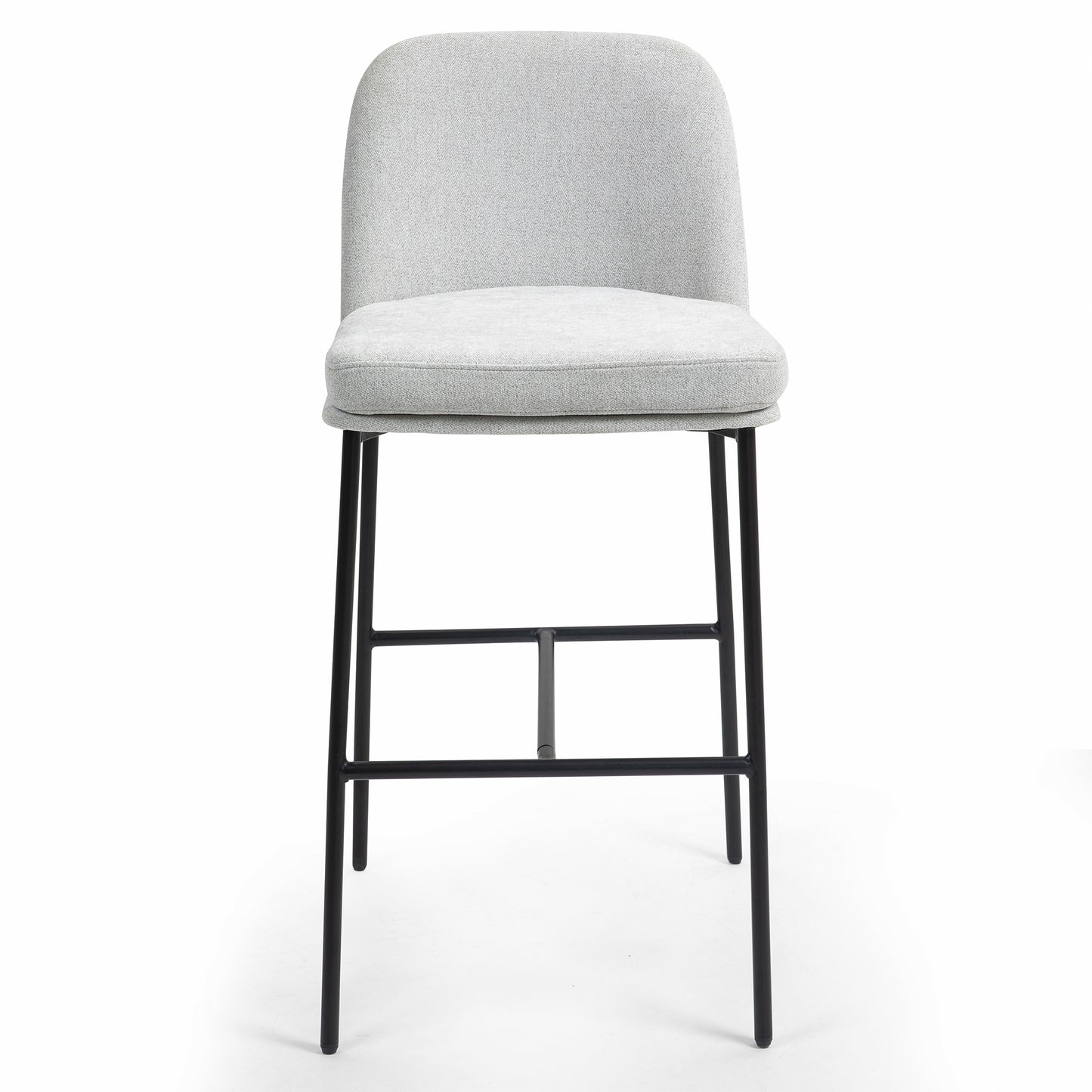 Set of 2 Belisma Gray Fabric Bar Stool with Metal Legs