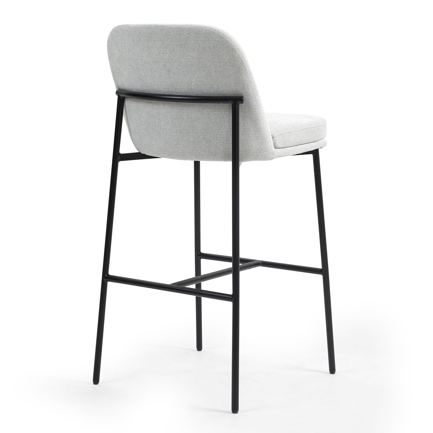 Set of 2 Belisma Gray Fabric Bar Stool with Metal Legs