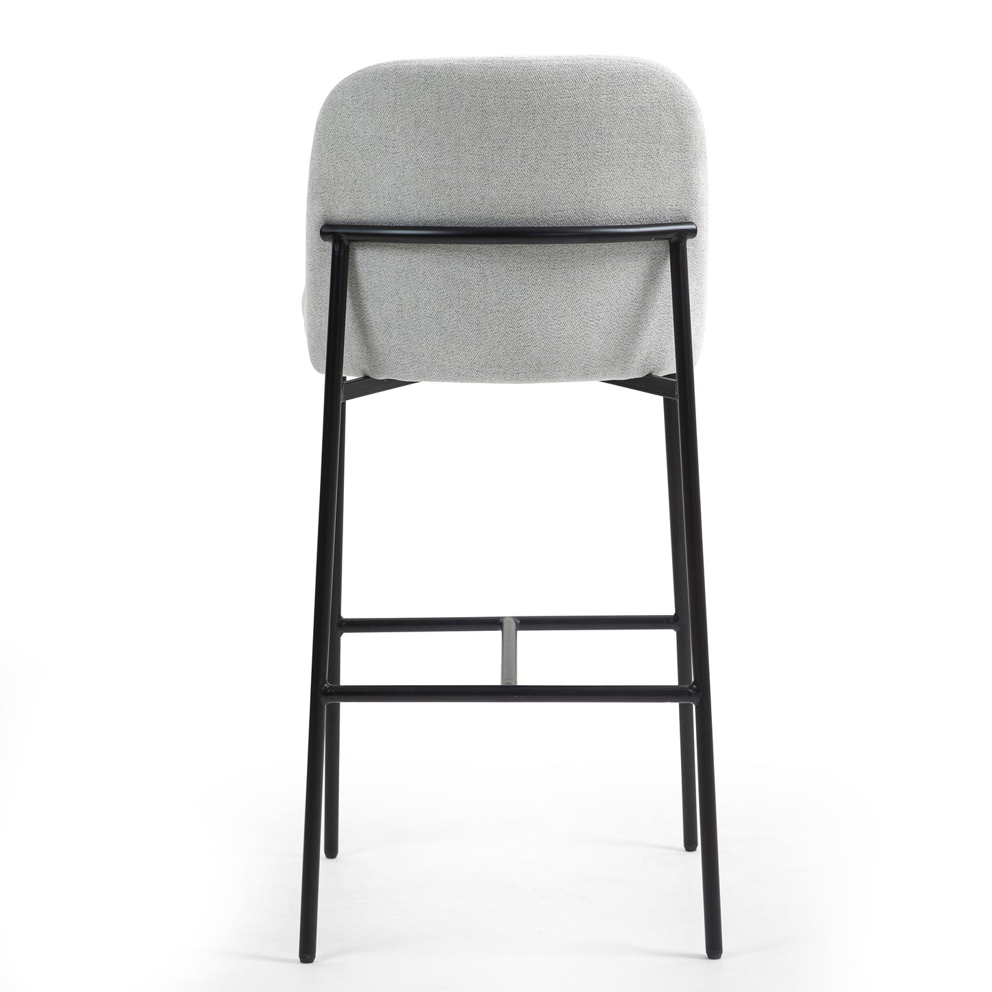 Set of 2 Belisma Gray Fabric Bar Stool with Metal Legs