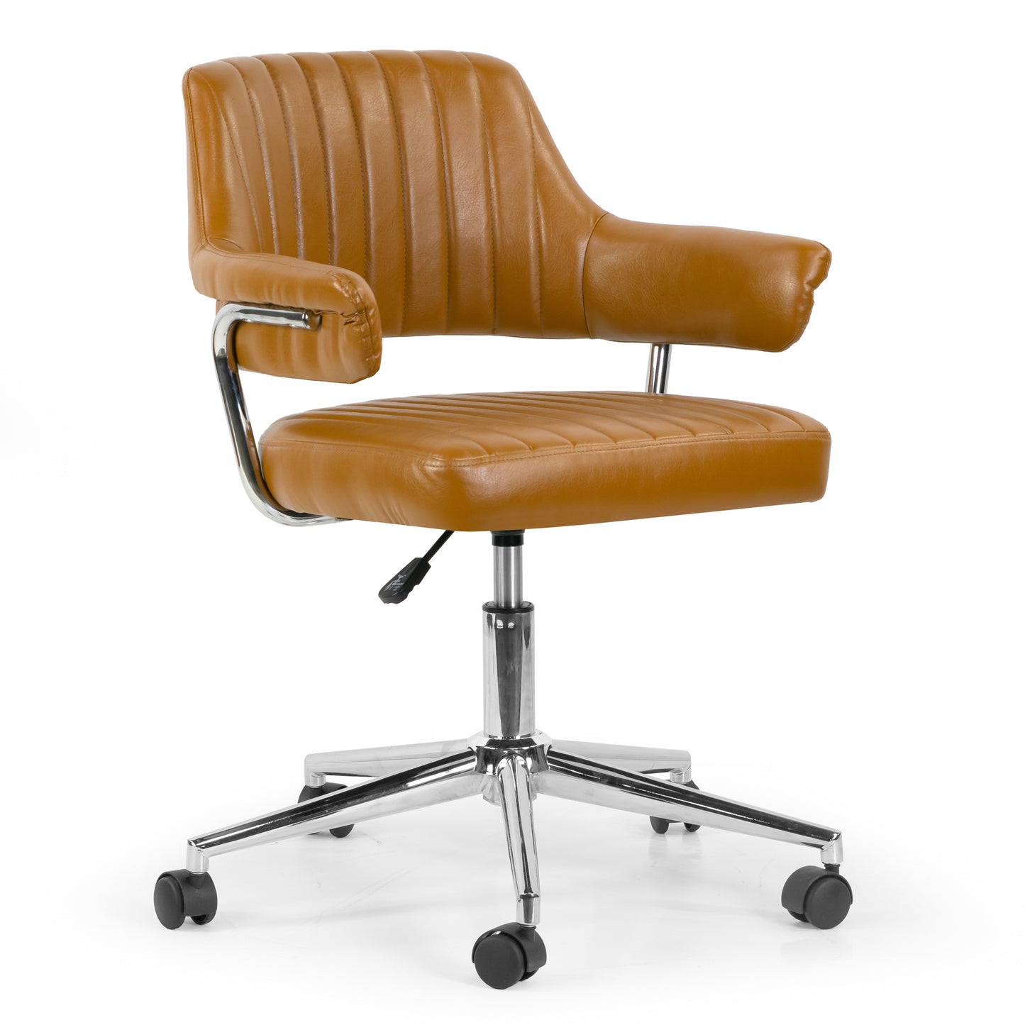 Avery Cappuccino Faux Leather Adjustable Height Swivel Office Chair with Arms