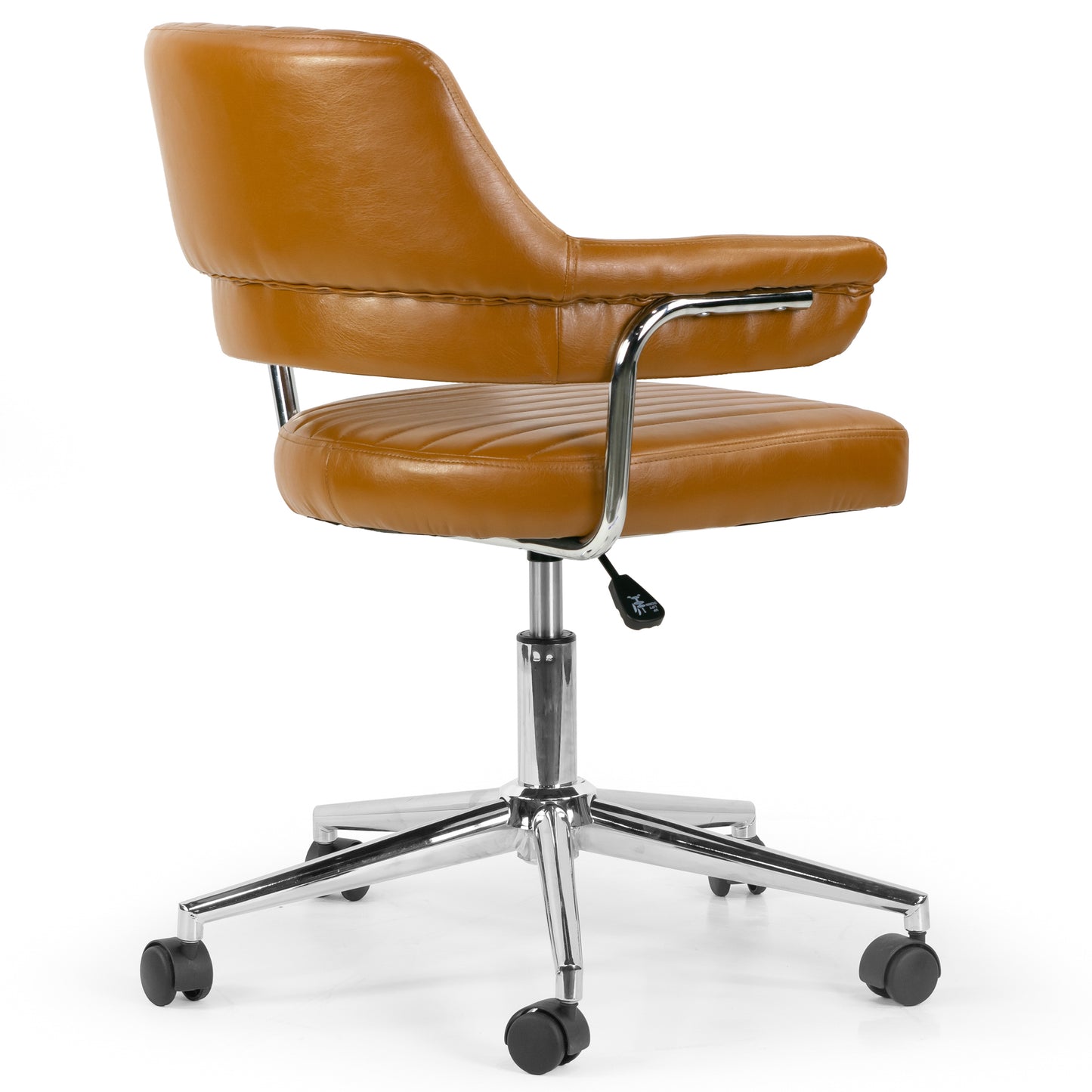 Avery Cappuccino Faux Leather Adjustable Height Swivel Office Chair with Arms