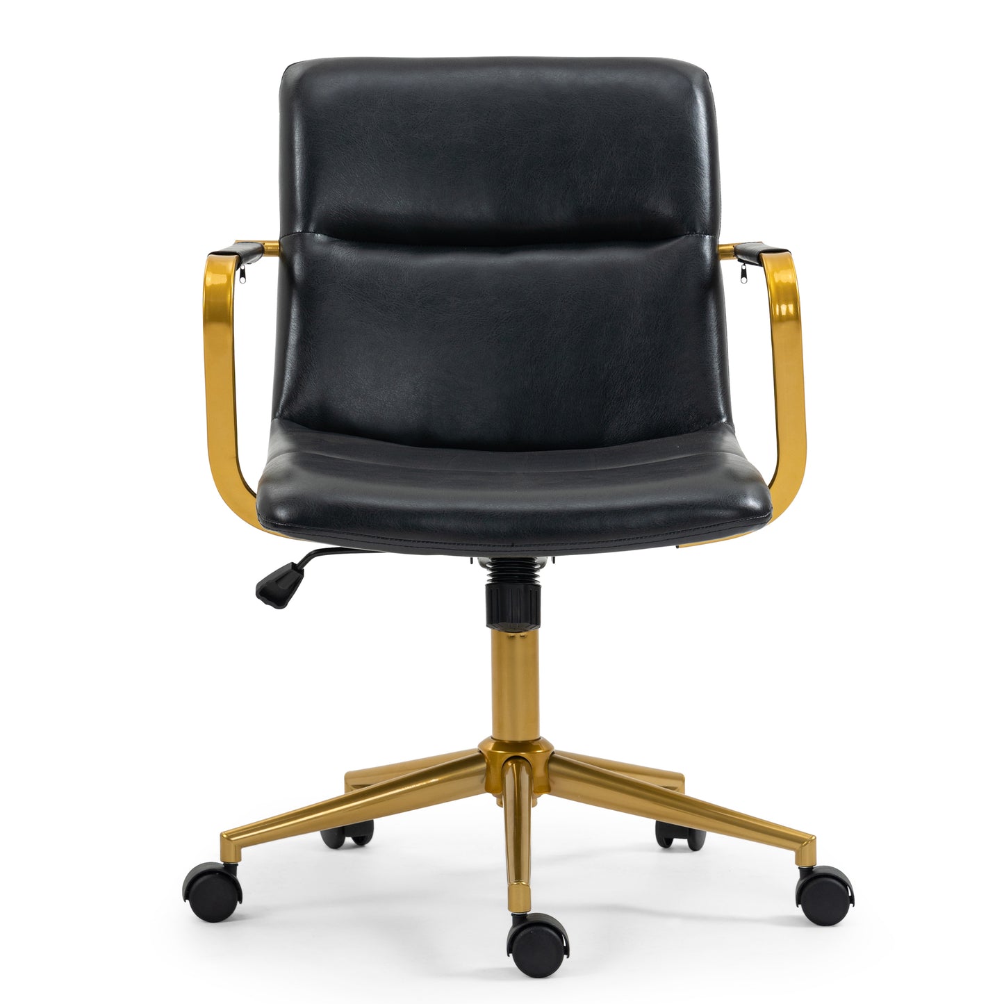 Azel Black Faux Leather Office Chair with Gold Wheel Base