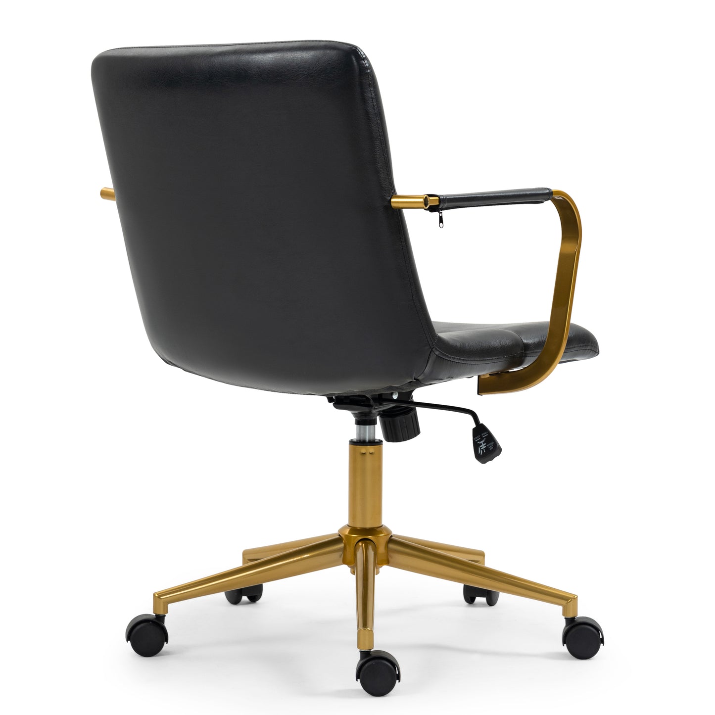 Azel Black Faux Leather Office Chair with Gold Wheel Base