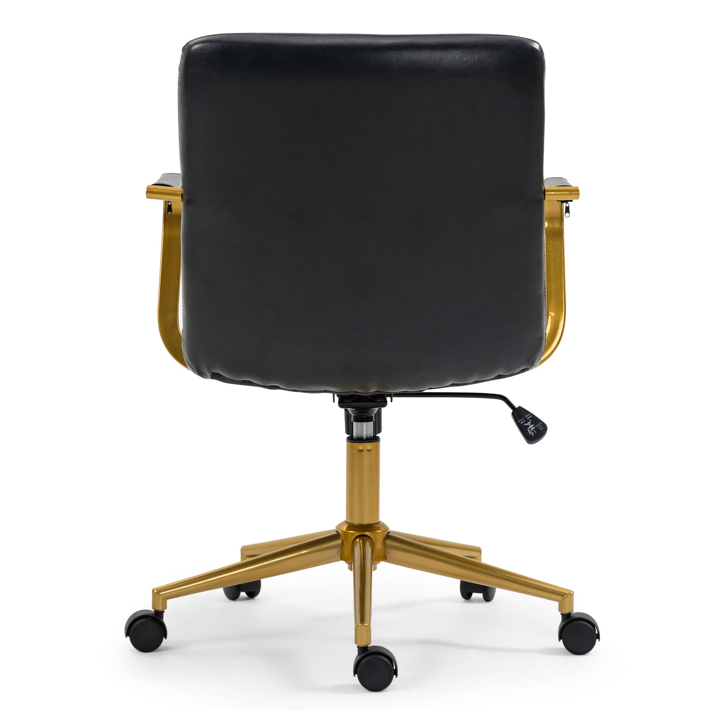 Azel Black Faux Leather Office Chair with Gold Wheel Base