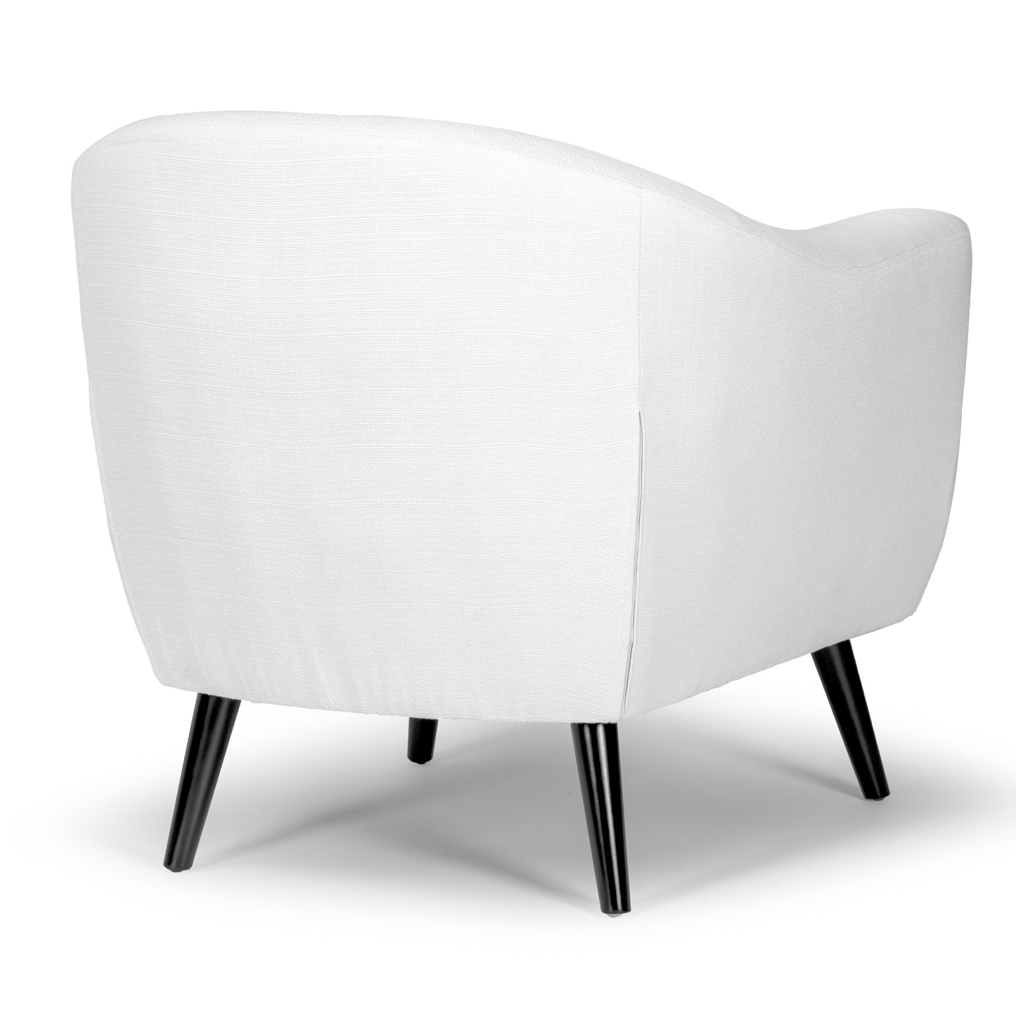 Alena Cream Fabric Arm Chair with Button Back and Black Wood Legs