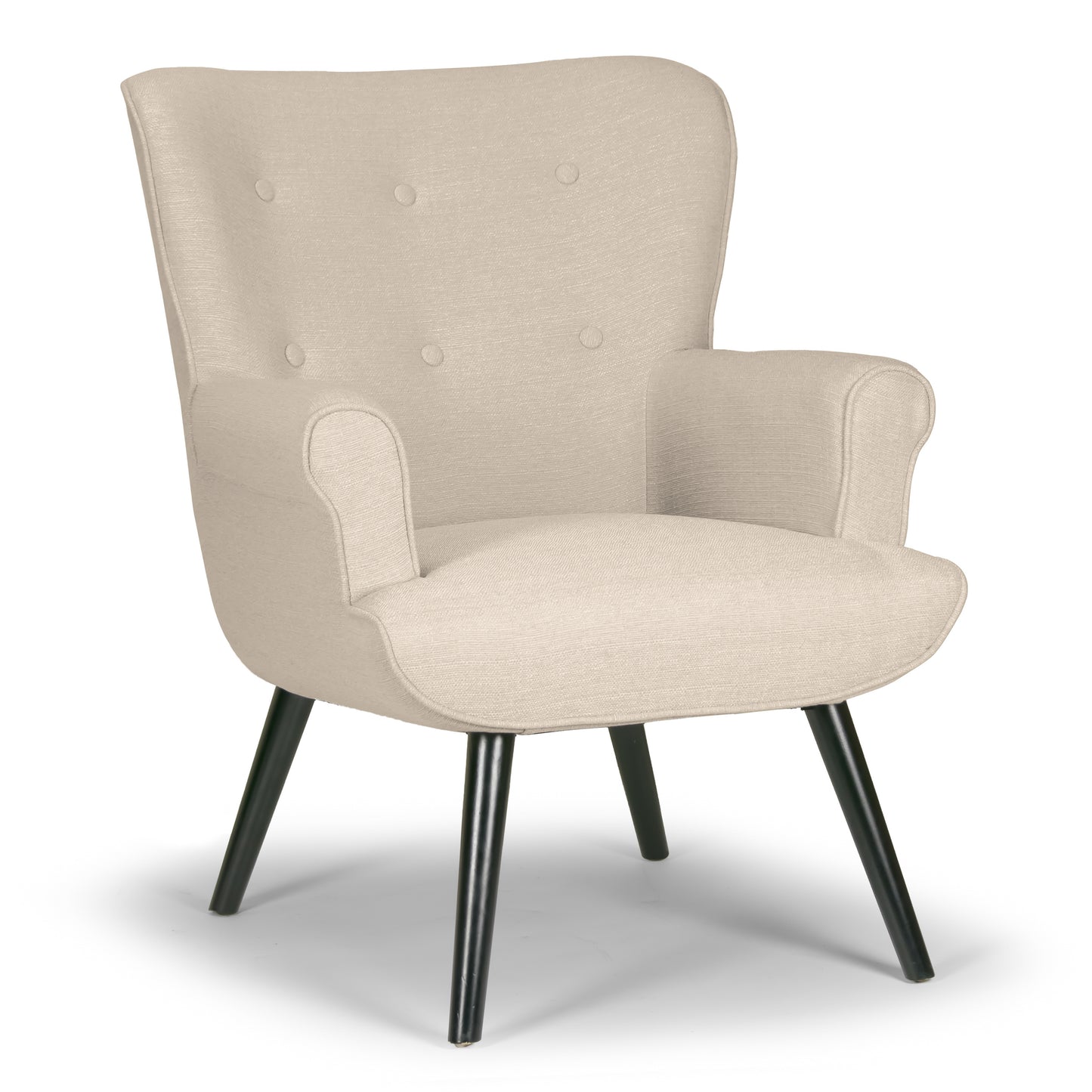 Alexi Modern Beige Fabric Wing Chair with Button Tufted Back