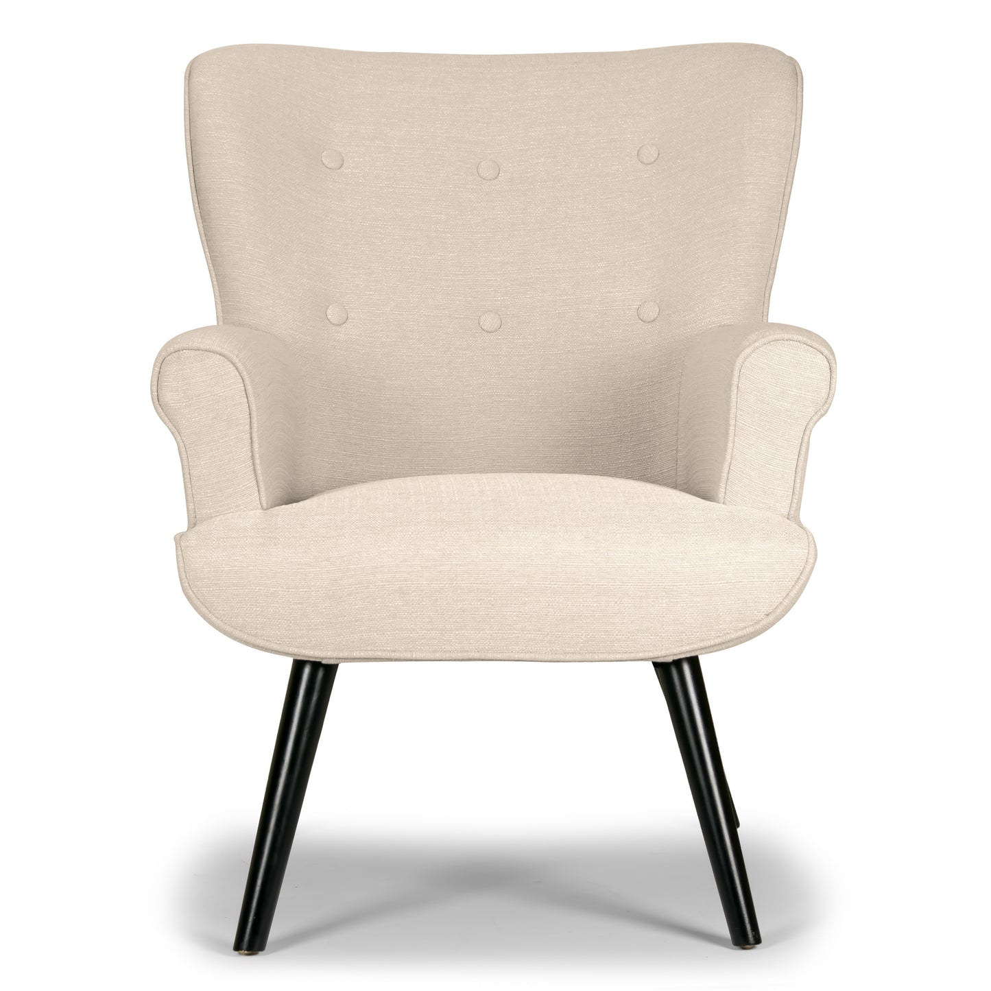 Alexi Modern Beige Fabric Wing Chair with Button Tufted Back