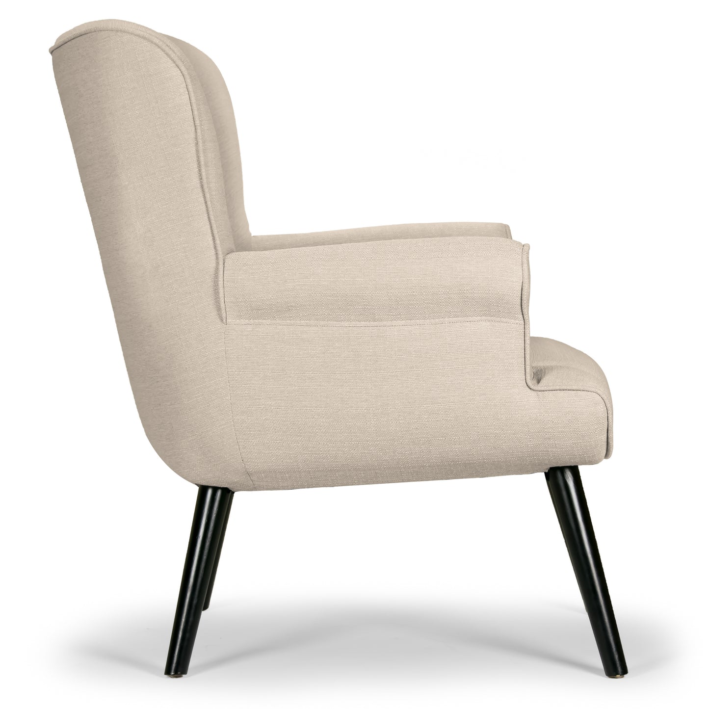 Alexi Modern Beige Fabric Wing Chair with Button Tufted Back