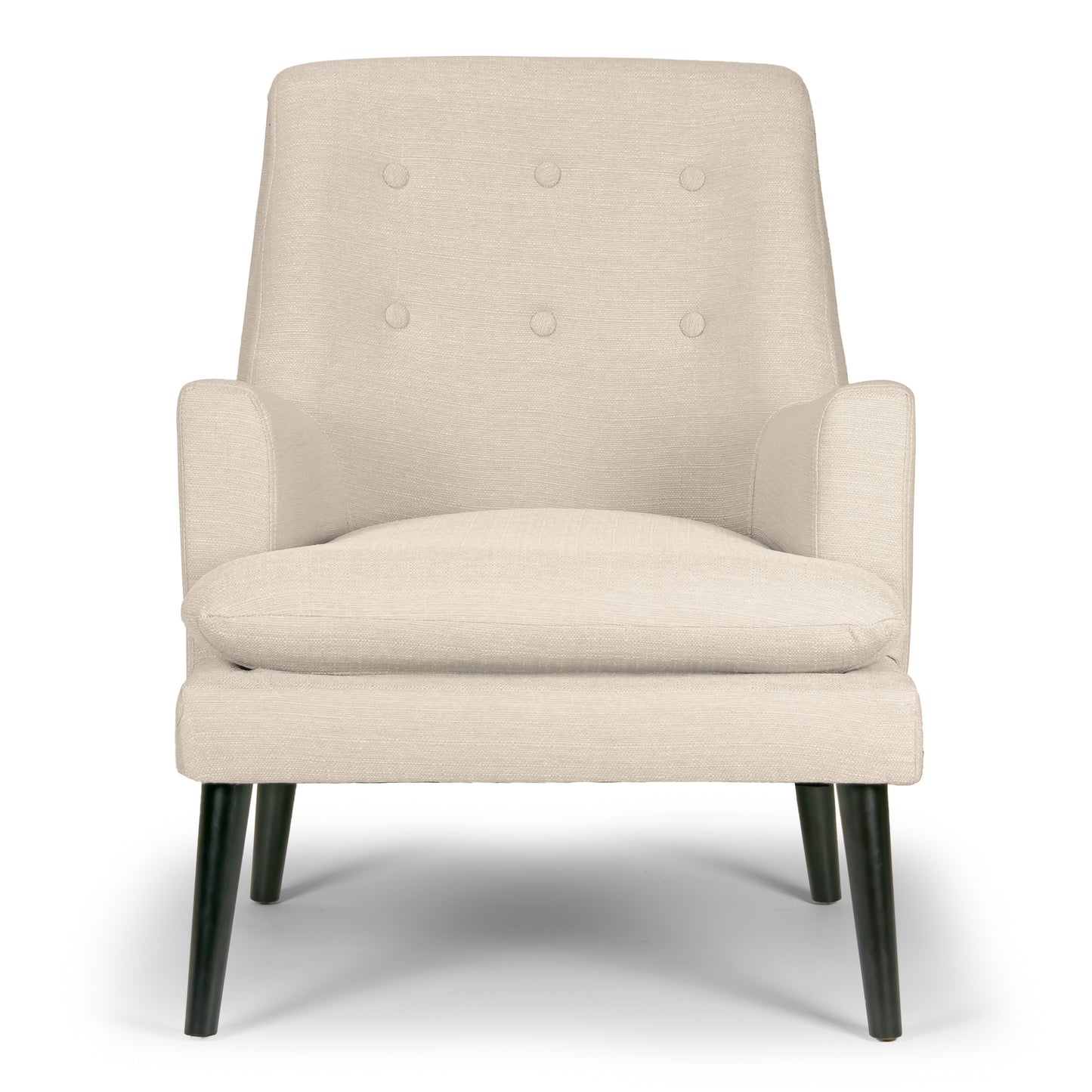 Alexa Beige Fabric Arm Chair with Button Tufting and Square Back