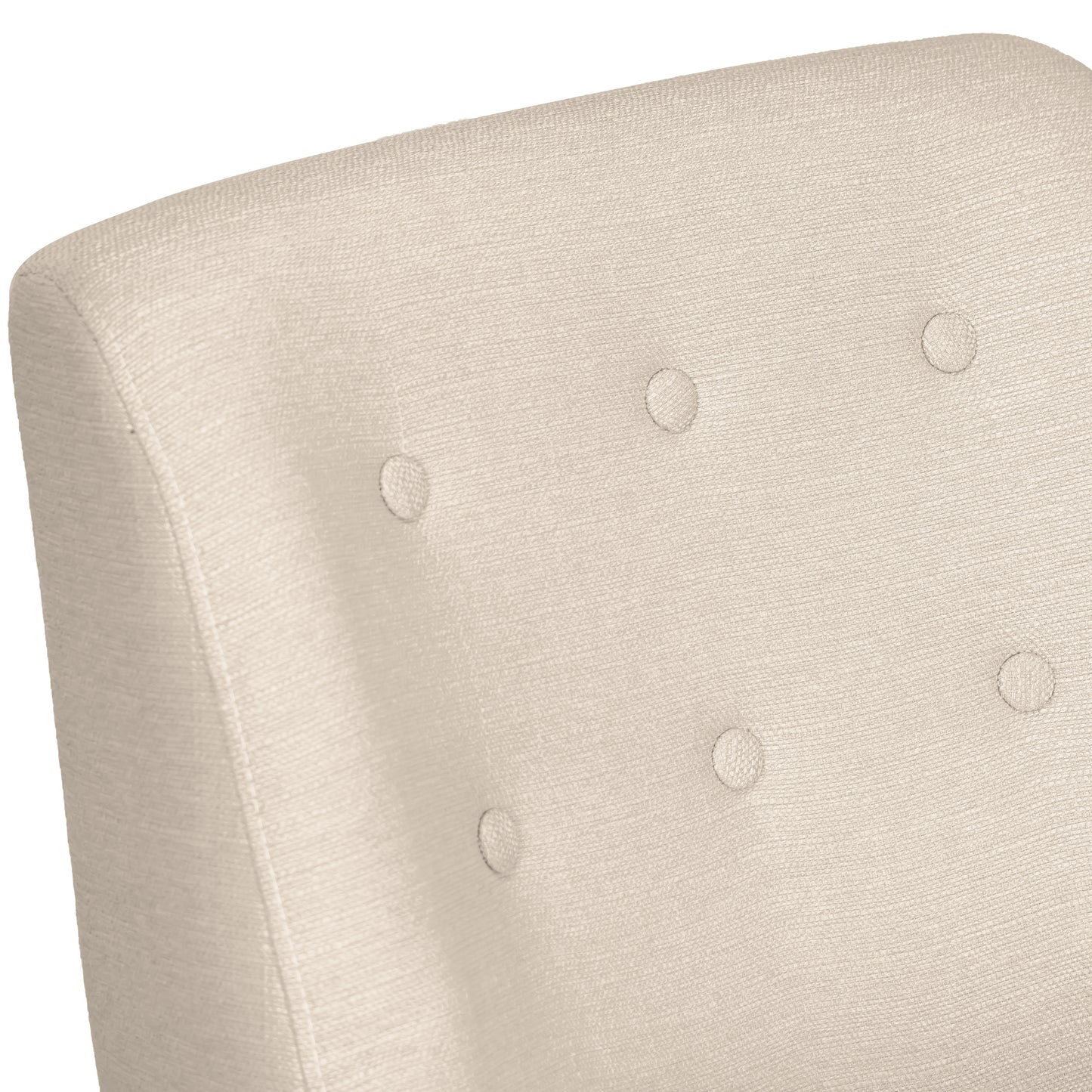 Alexa Beige Fabric Arm Chair with Button Tufting and Square Back