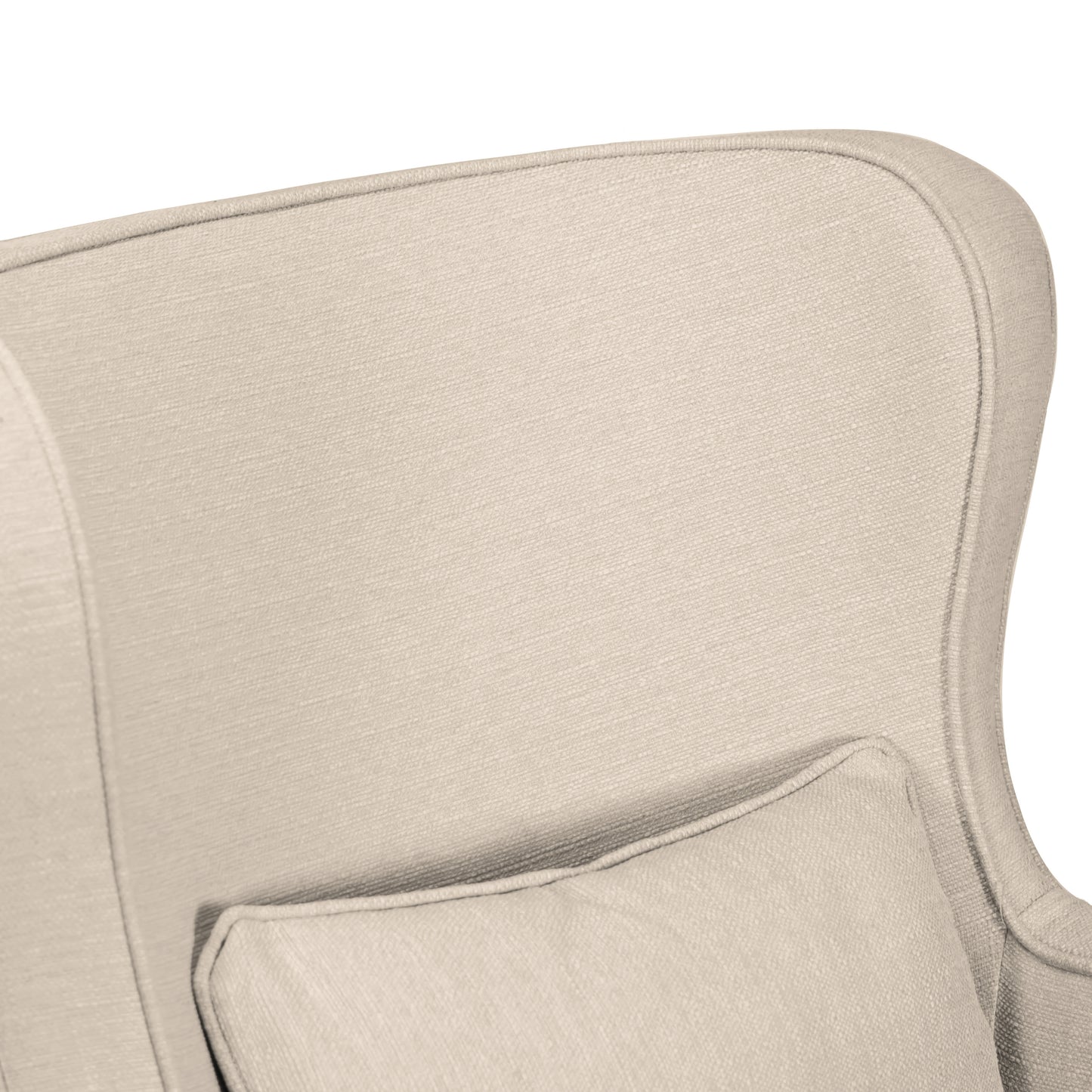 Aletta Beige Fabric High-back Wing Chair with Removable Seat Cushion and Pillow