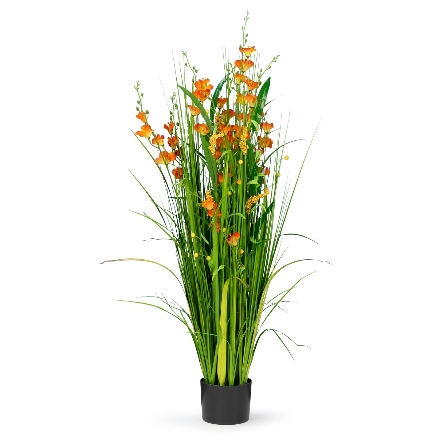 4 Feet High Artificial Reed with Decorative Orange Flowers