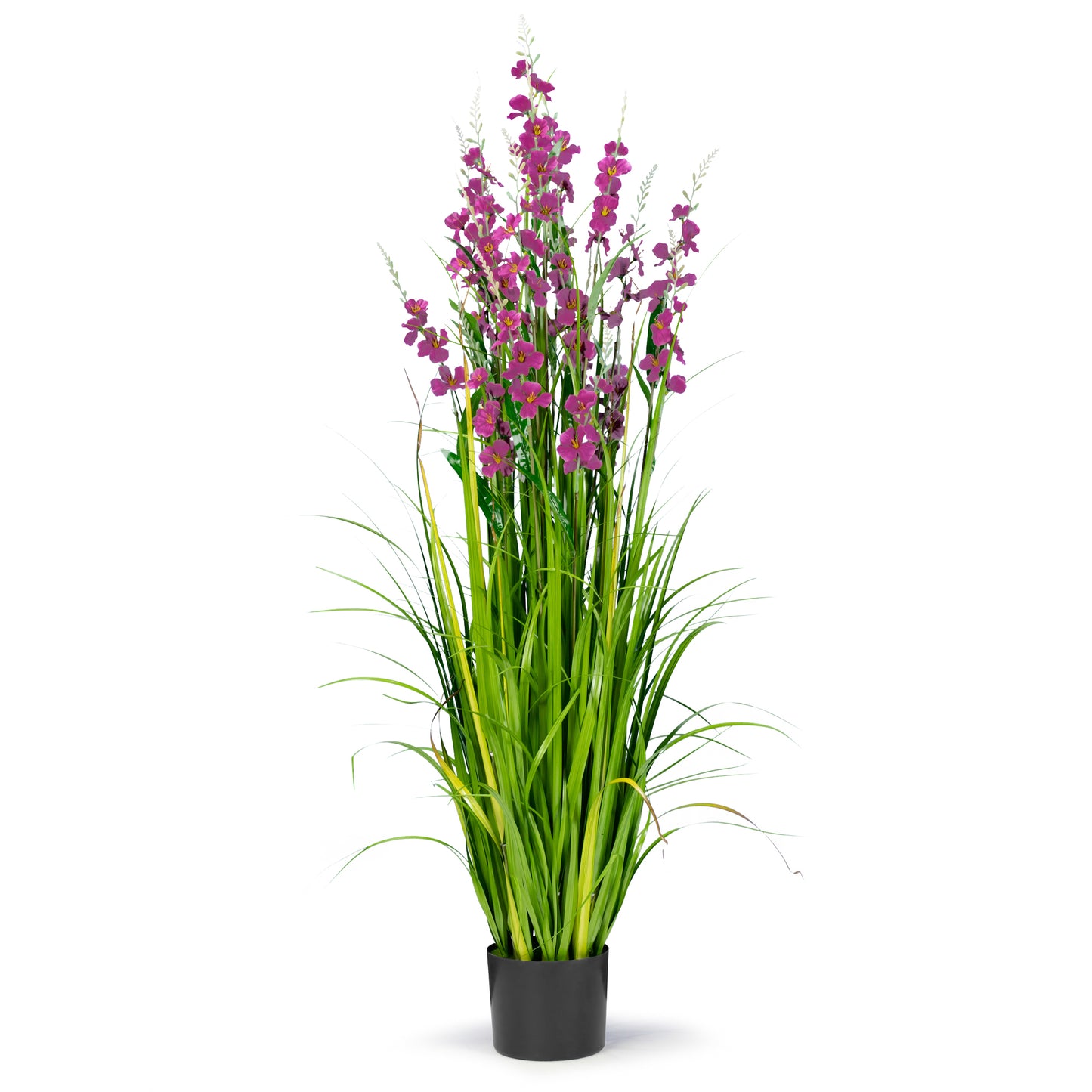 5 Feet High Artificial Reed with Decorative Dark Mauve Flowers