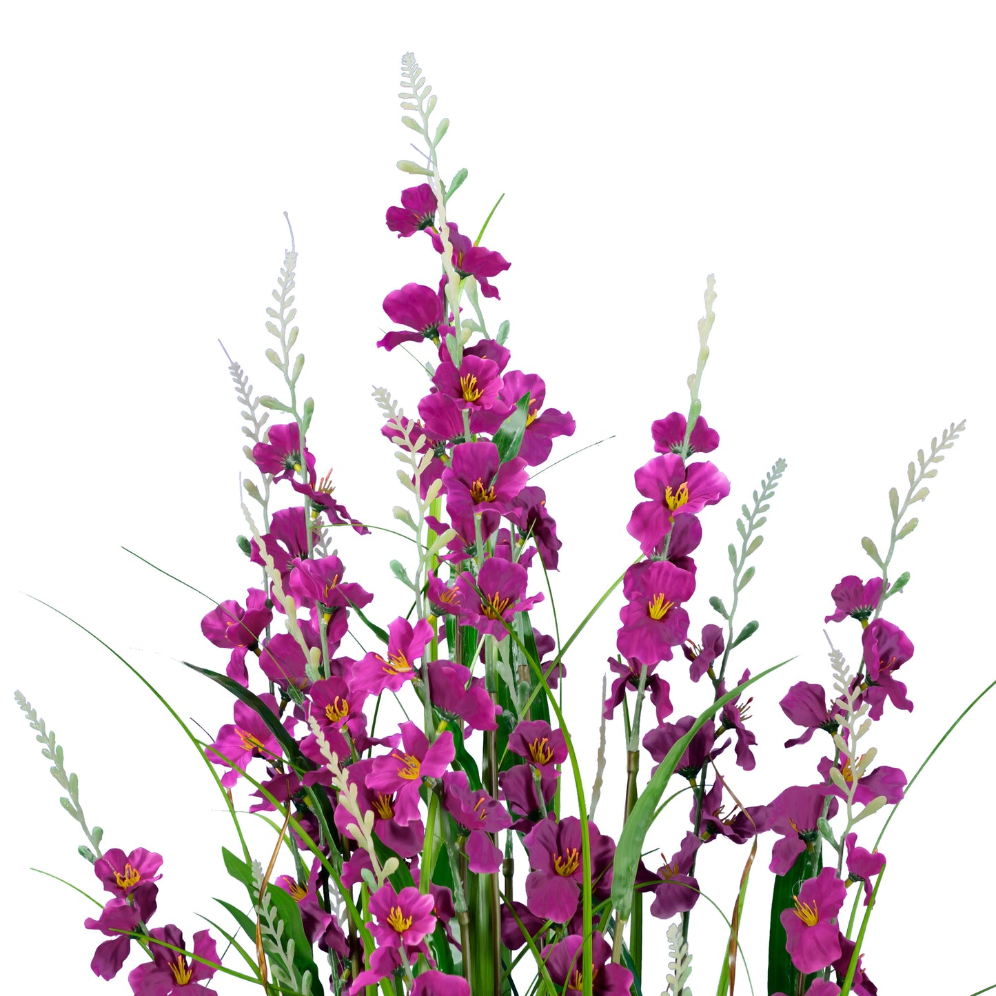 5 Feet High Artificial Reed with Decorative Dark Mauve Flowers